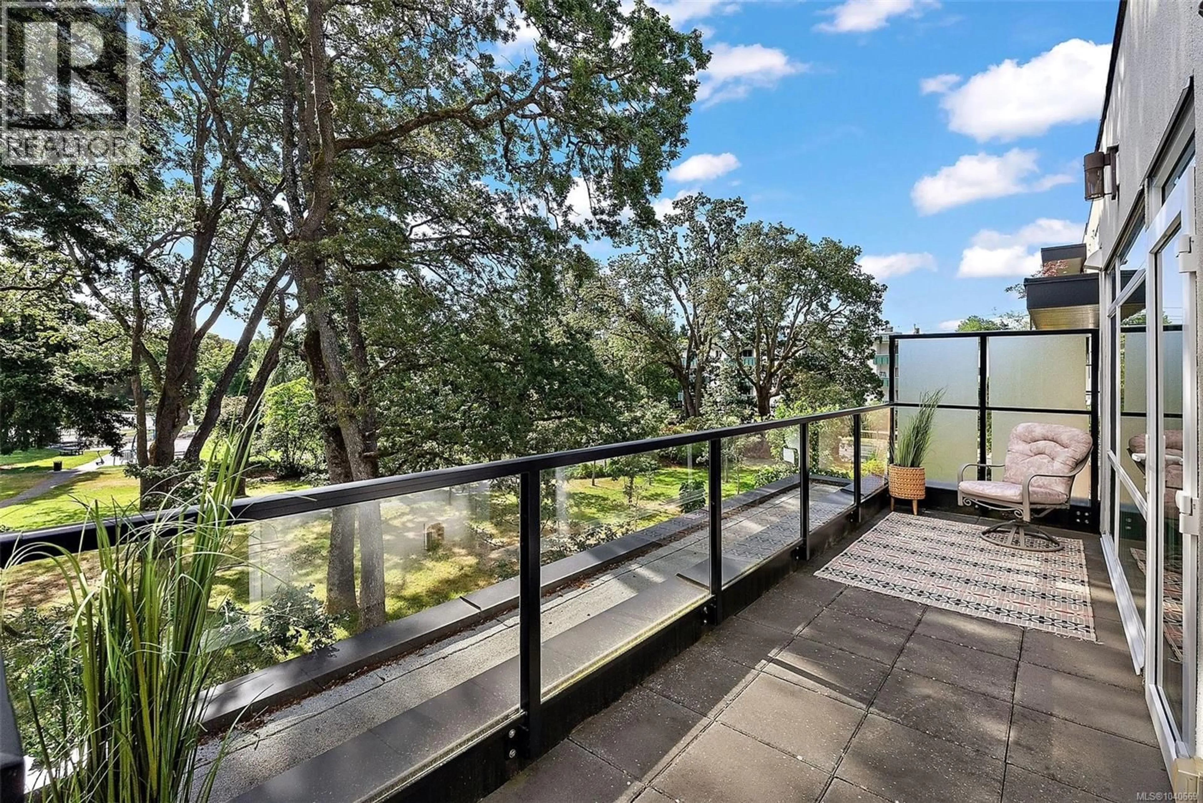 Patio, forest/trees view for 402 - 1531 ELFORD STREET, Victoria British Columbia V8R3X9