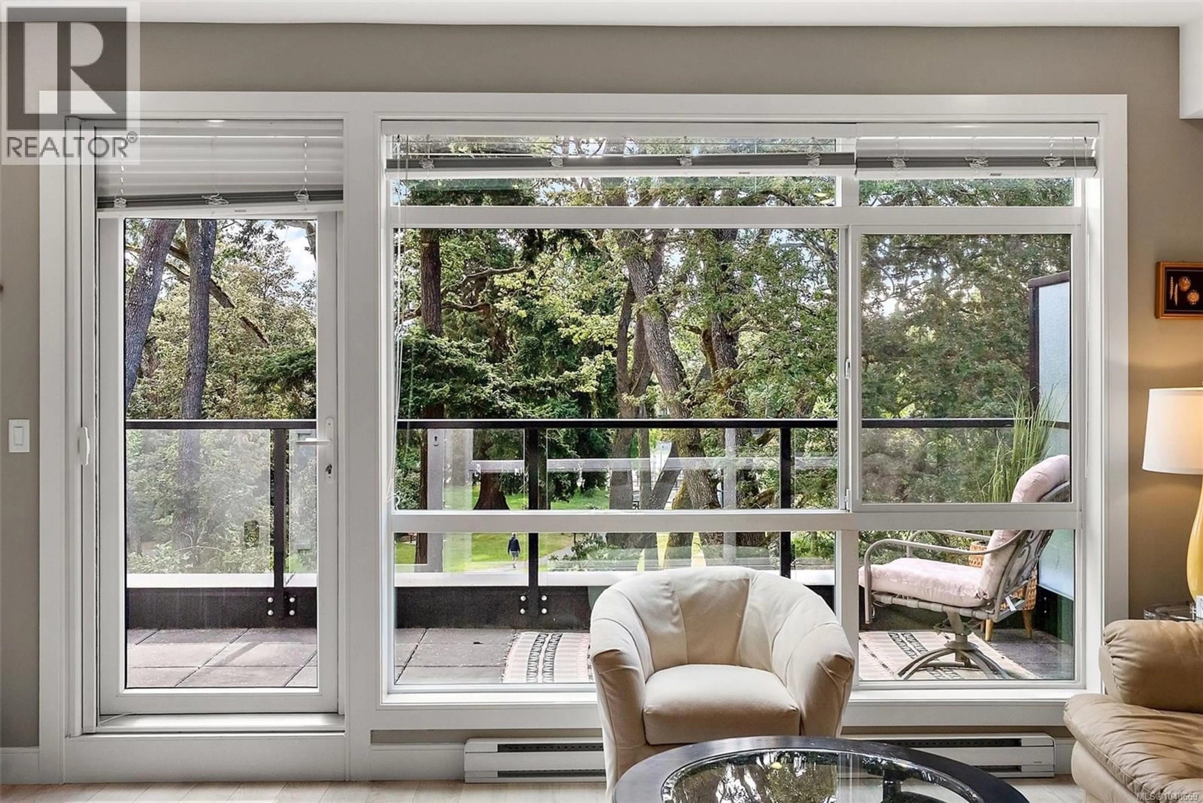 Patio, forest/trees view for 402 - 1531 ELFORD STREET, Victoria British Columbia V8R3X9