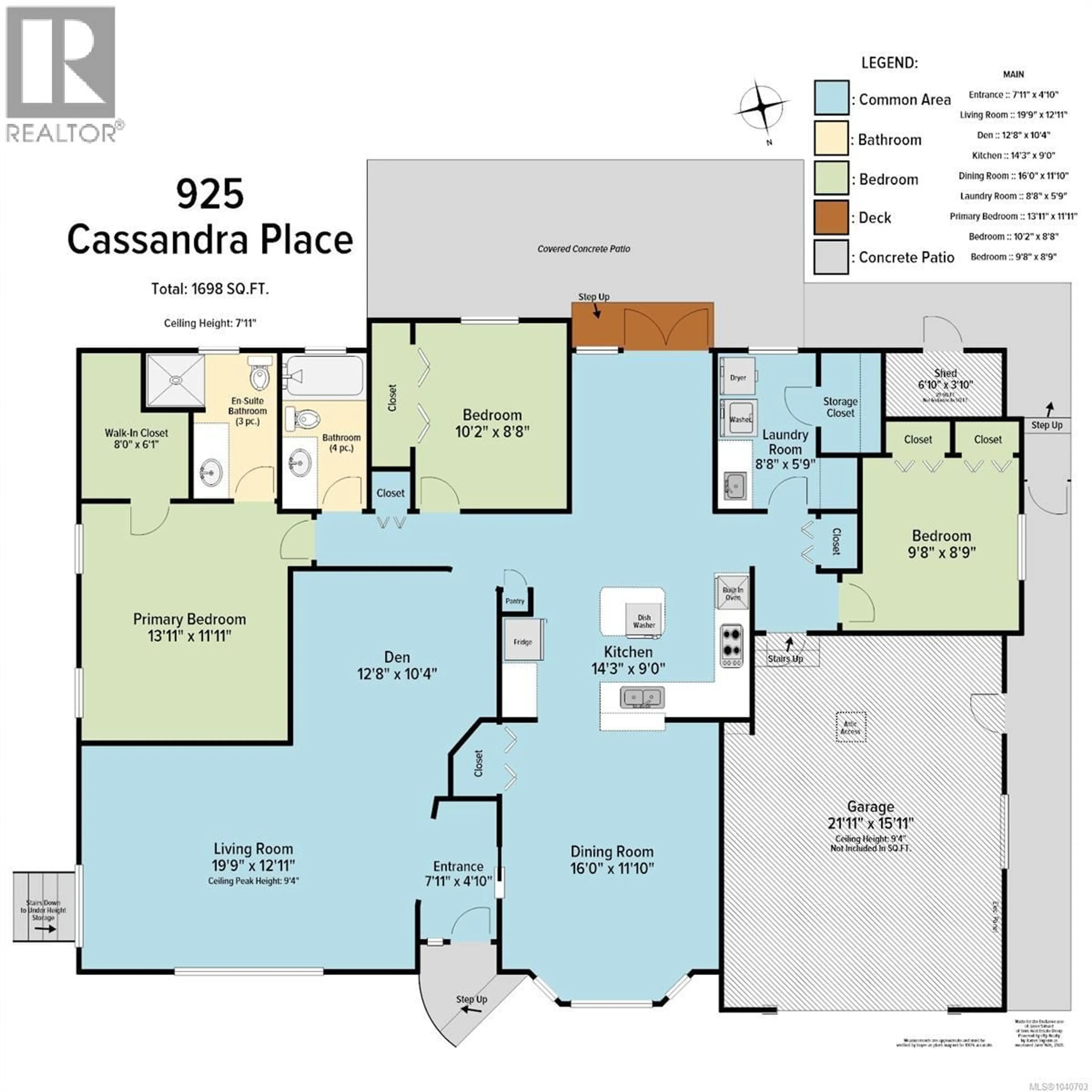 Floor plan for 925 CASSANDRA PLACE, Nanaimo British Columbia V9V1C1