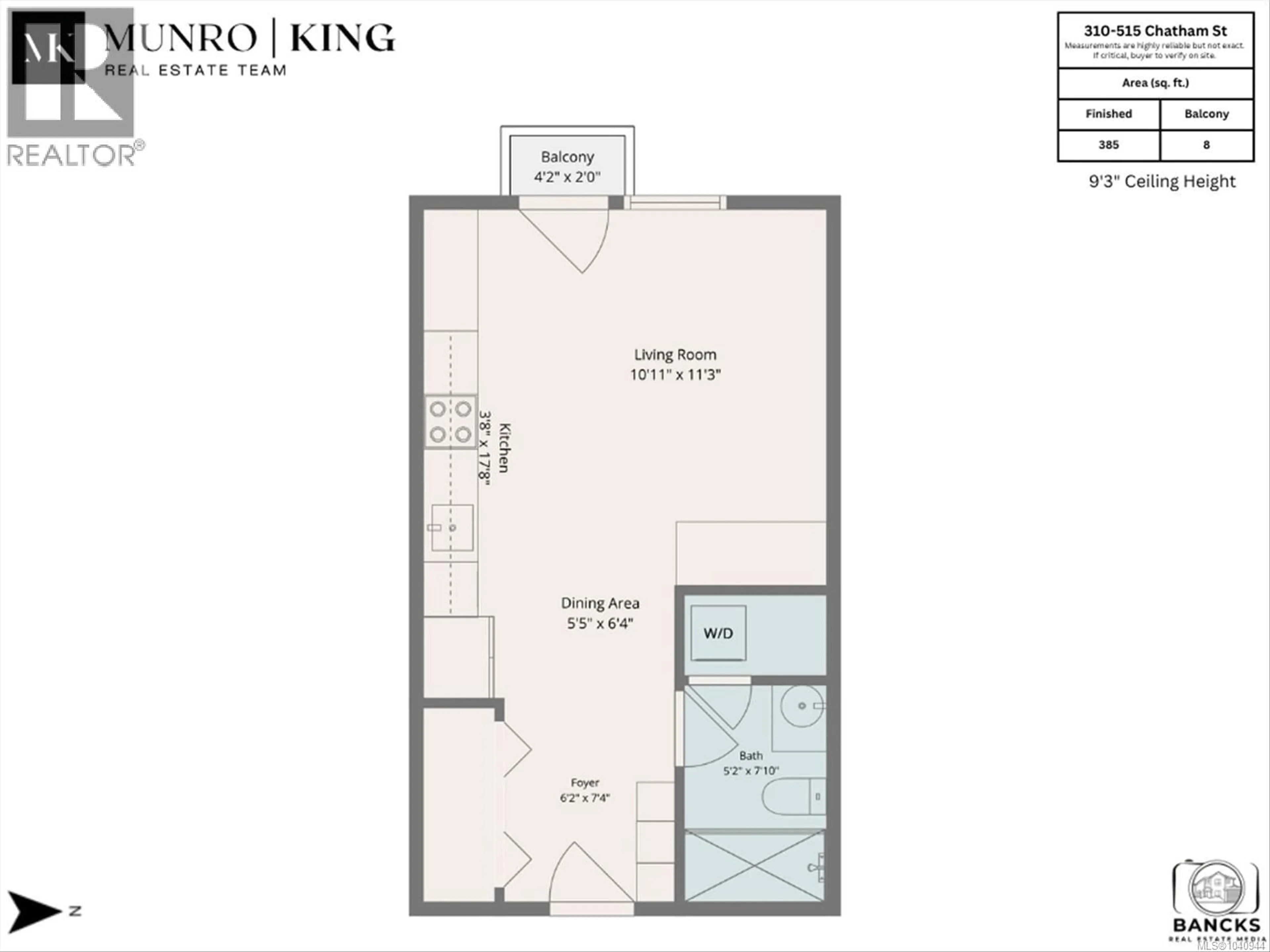 Floor plan for 310 - 515 CHATHAM STREET, Victoria British Columbia V8T0C8