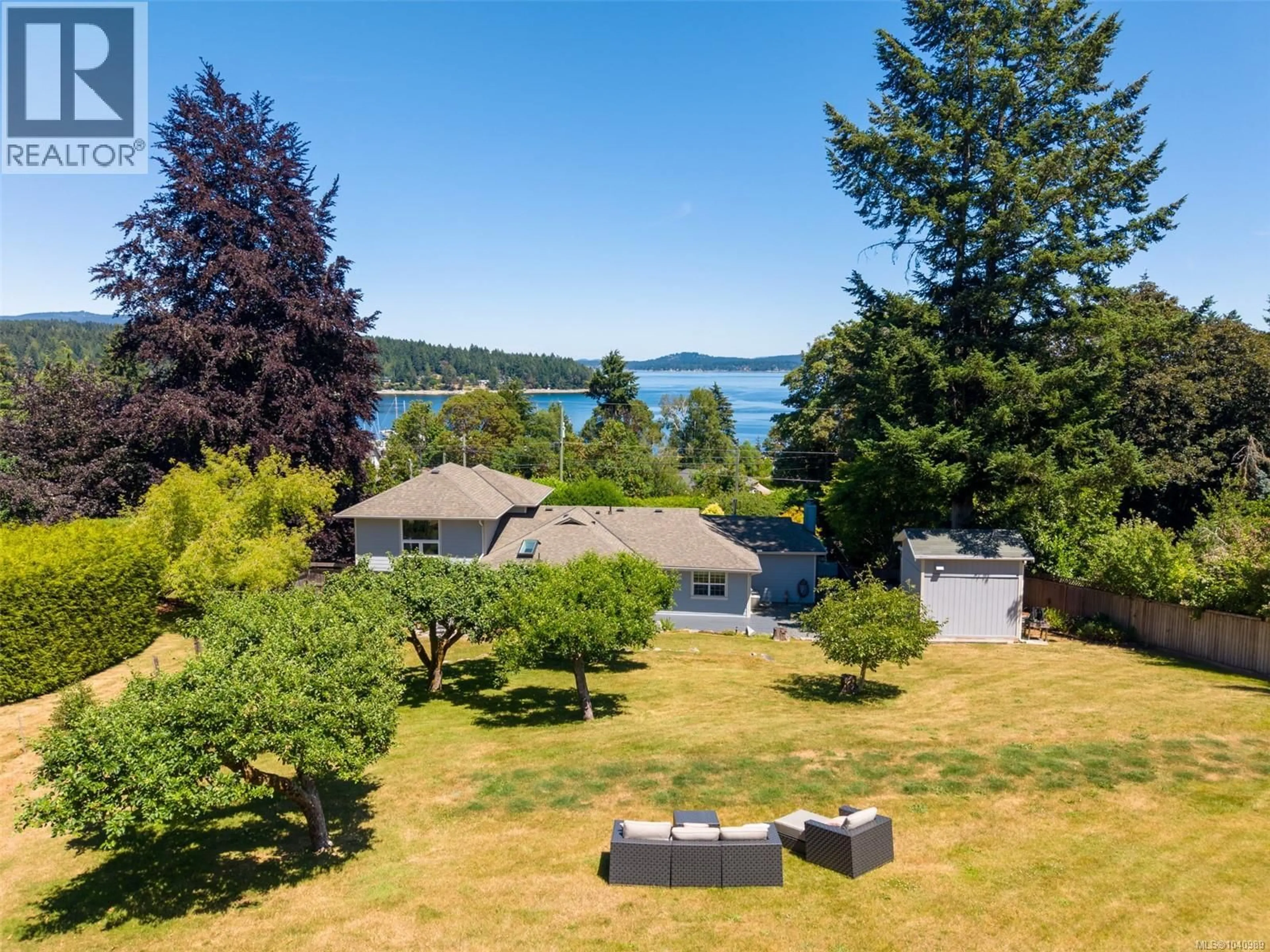 A pic from outside/outdoor area/front of a property/back of a property/a pic from drone, water/lake/river/ocean view for 2618 MILL BAY ROAD, Mill Bay British Columbia V8H1C9