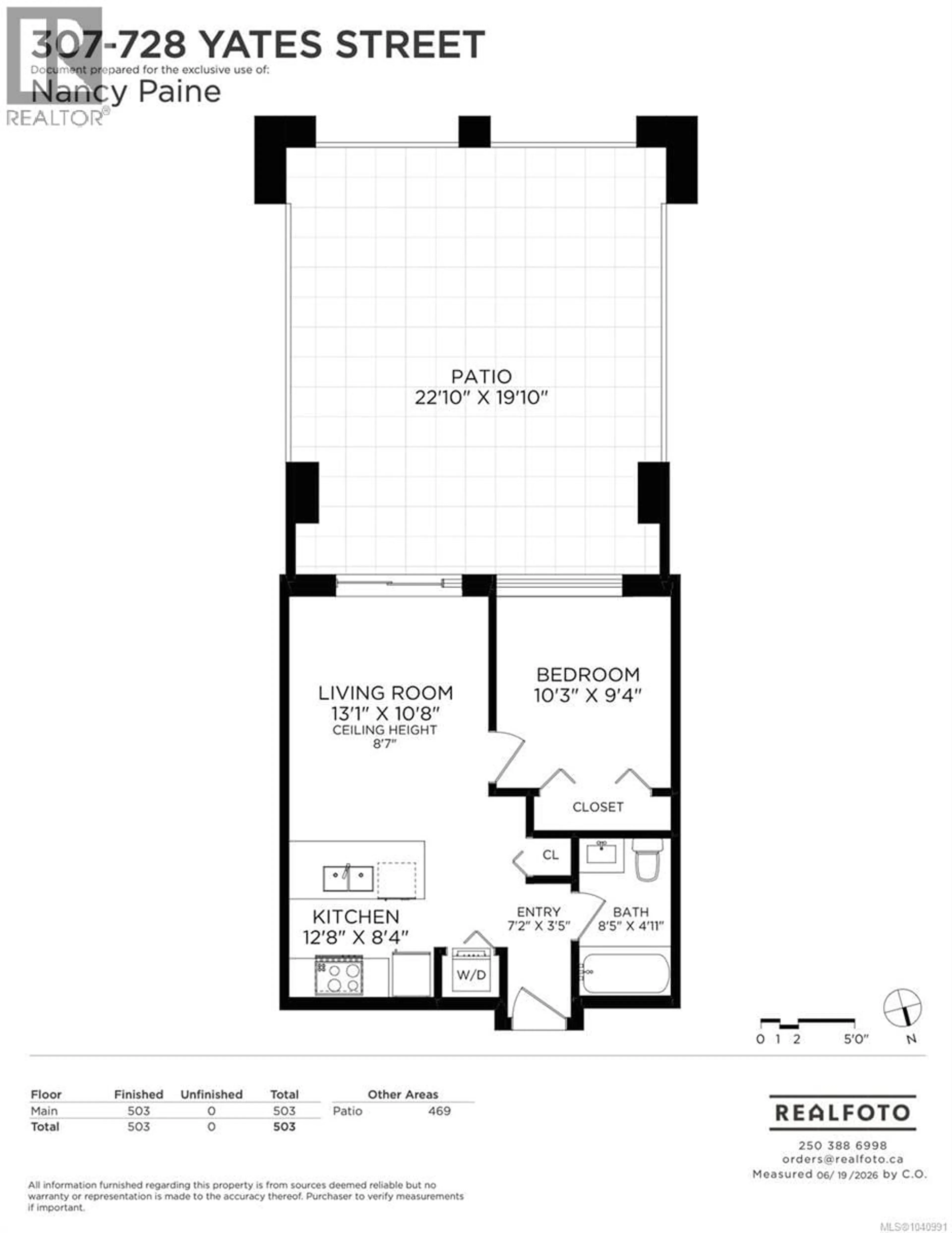 Floor plan for 307 - 728 YATES STREET, Victoria British Columbia V8W0C8