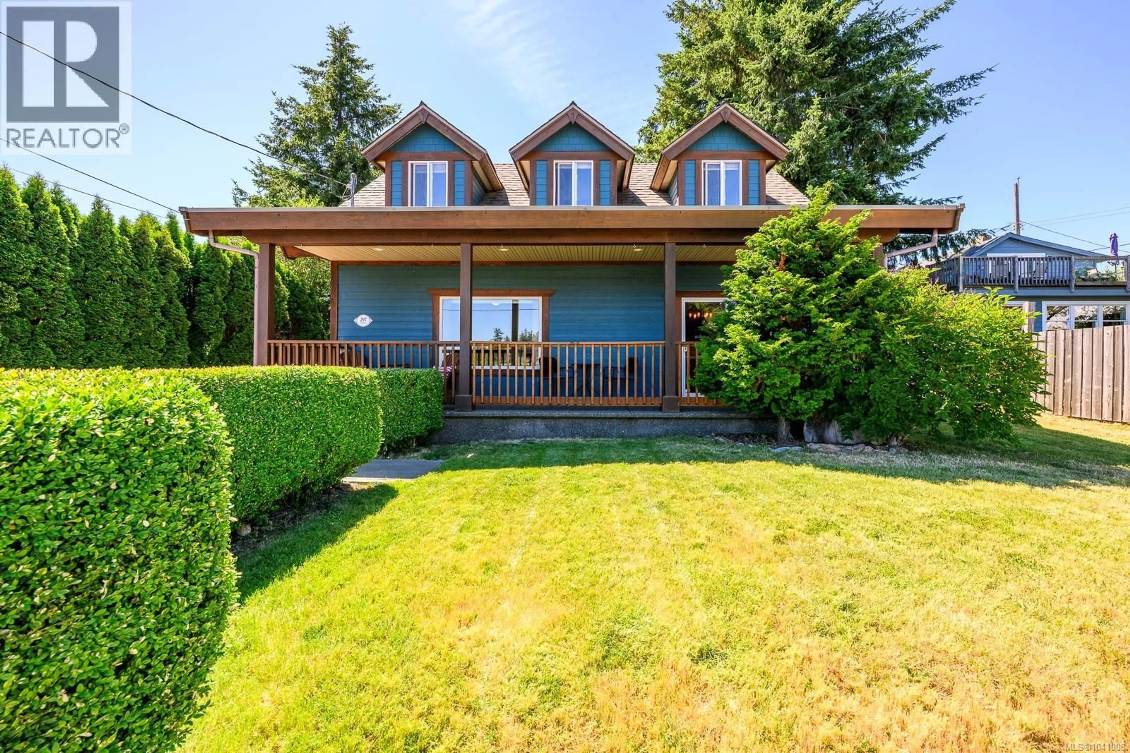A pic from outside/outdoor area/front of a property/back of a property/a pic from drone, water/lake/river/ocean view for 297 RODELLO STREET, Comox British Columbia V9M1E2