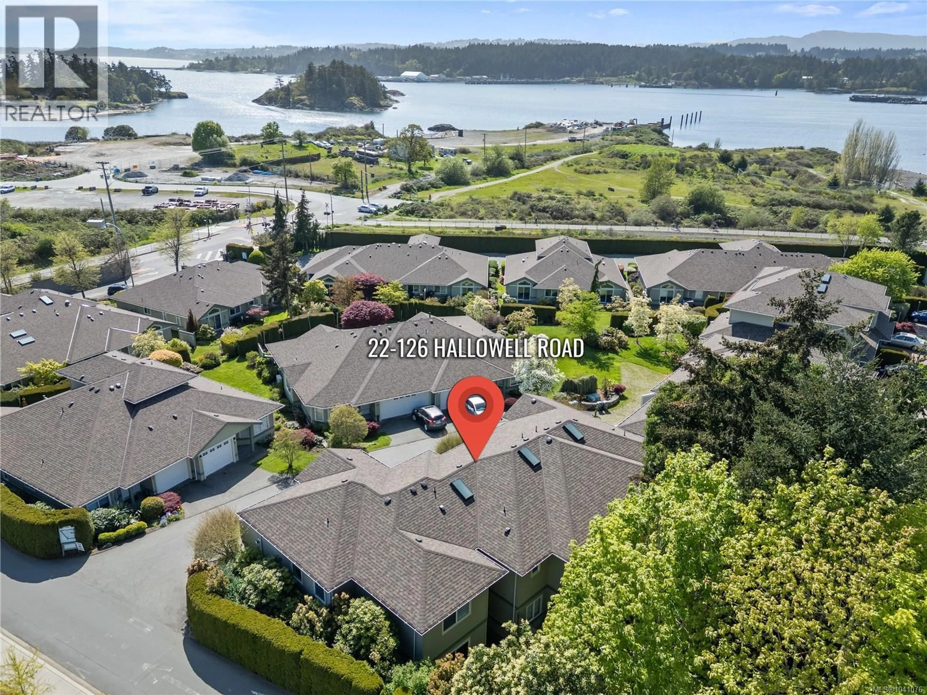 A pic from outside/outdoor area/front of a property/back of a property/a pic from drone, water/lake/river/ocean view for 22 - 126 HALLOWELL ROAD, View Royal British Columbia V9A7K2