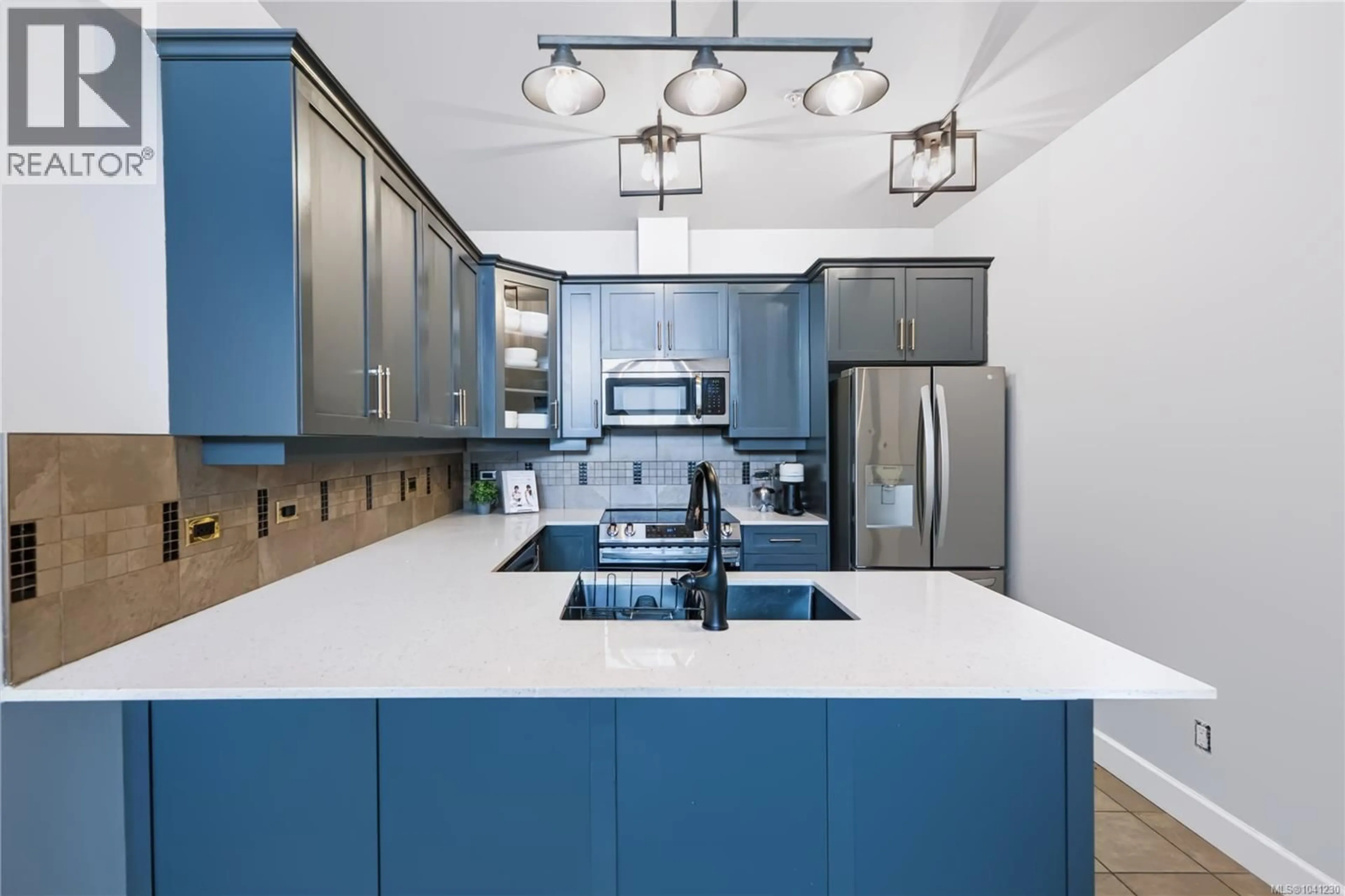 Contemporary kitchen, ceramic/tile floor for 401 - 3226 JACKLIN ROAD SOUTHEAST, Langford British Columbia V9B0J5