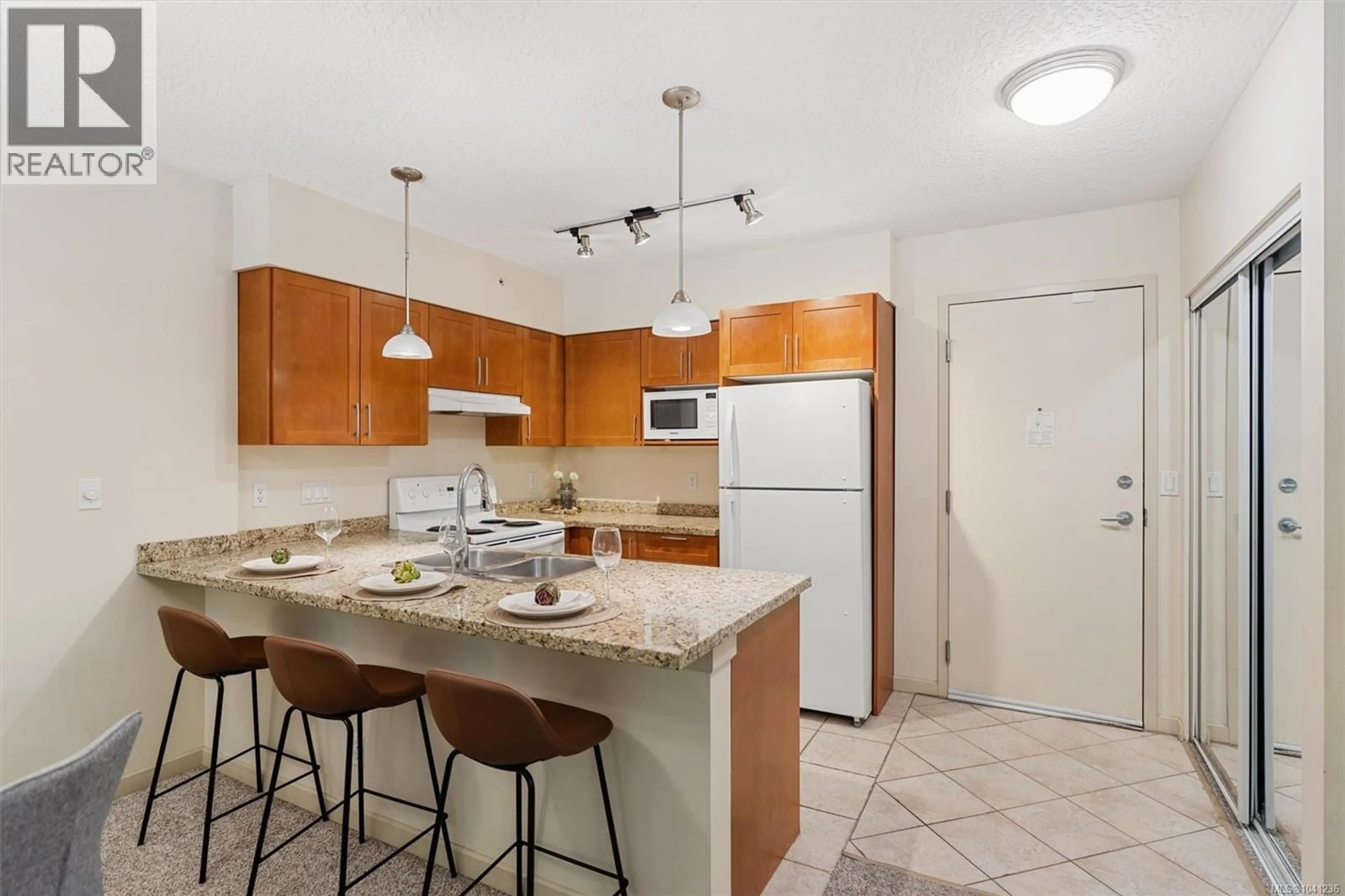 Standard kitchen, ceramic/tile floor for 205 - 827 FAIRFIELD ROAD, Victoria British Columbia V8V5B2
