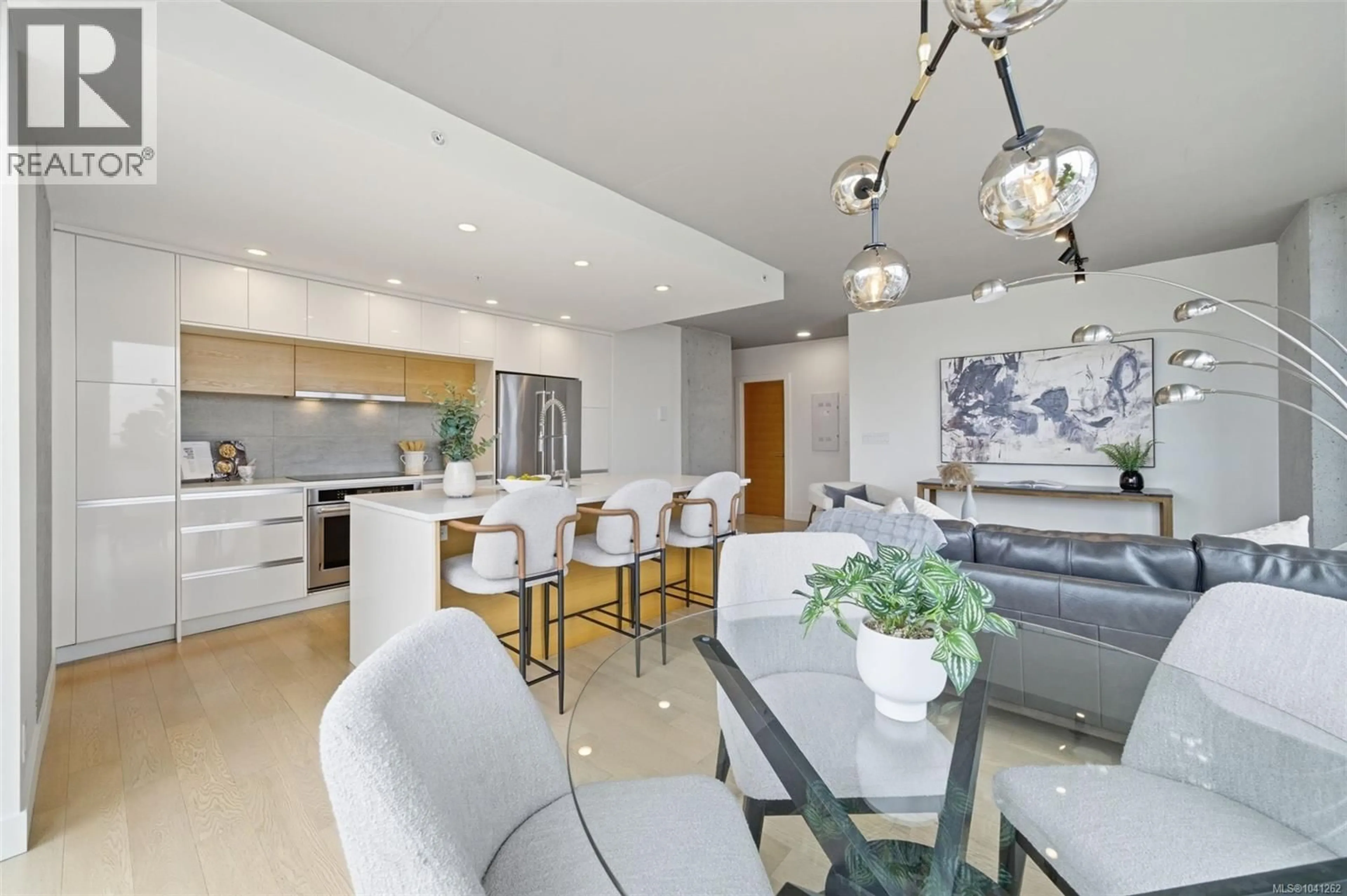 Contemporary kitchen, ceramic/tile floor for 1202 - 989 JOHNSON STREET, Victoria British Columbia V8V0E3