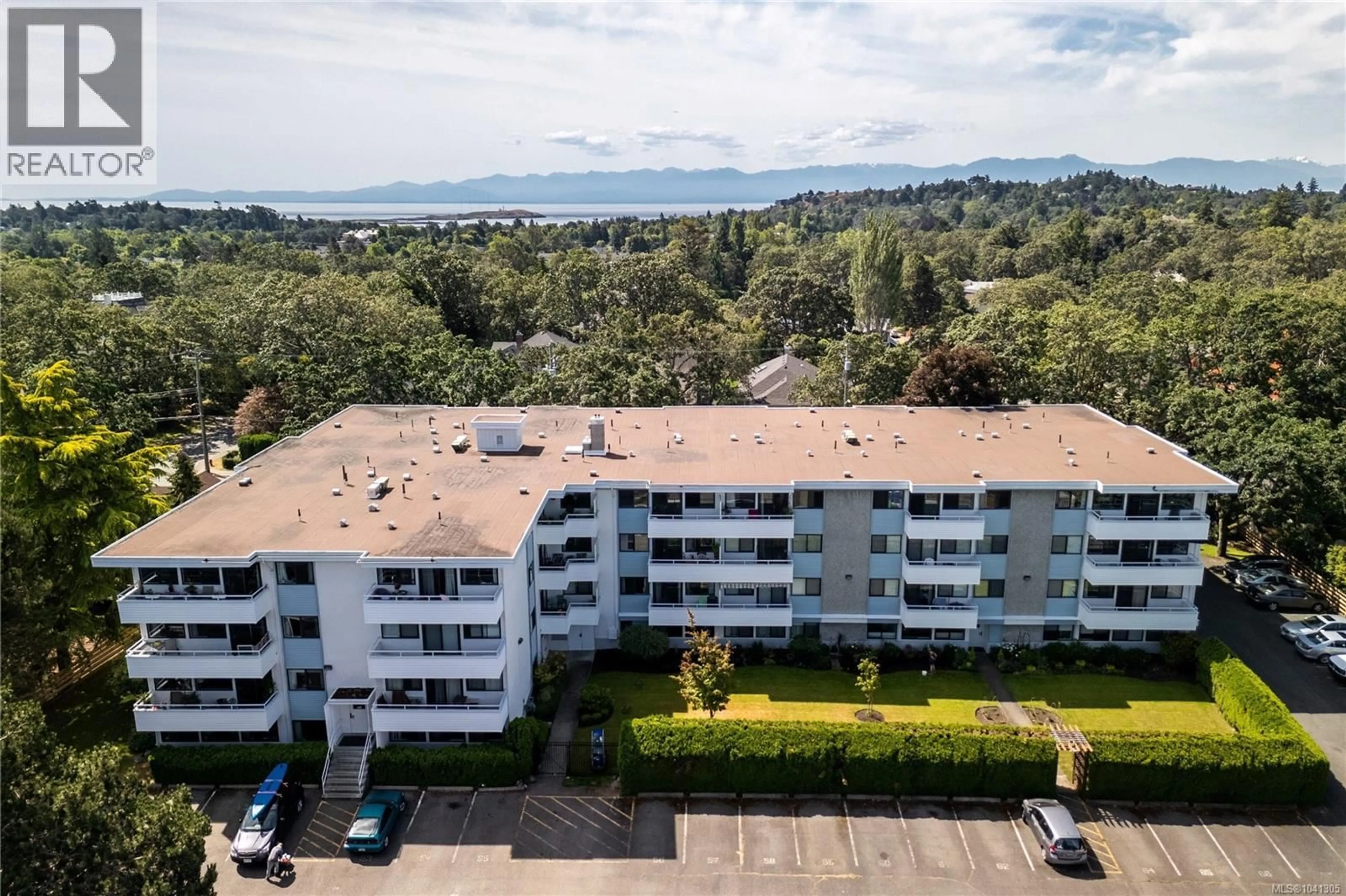 A pic from outside/outdoor area/front of a property/back of a property/a pic from drone, water/lake/river/ocean view for 409 - 2100 GRANITE STREET, Oak Bay British Columbia V8S3G7