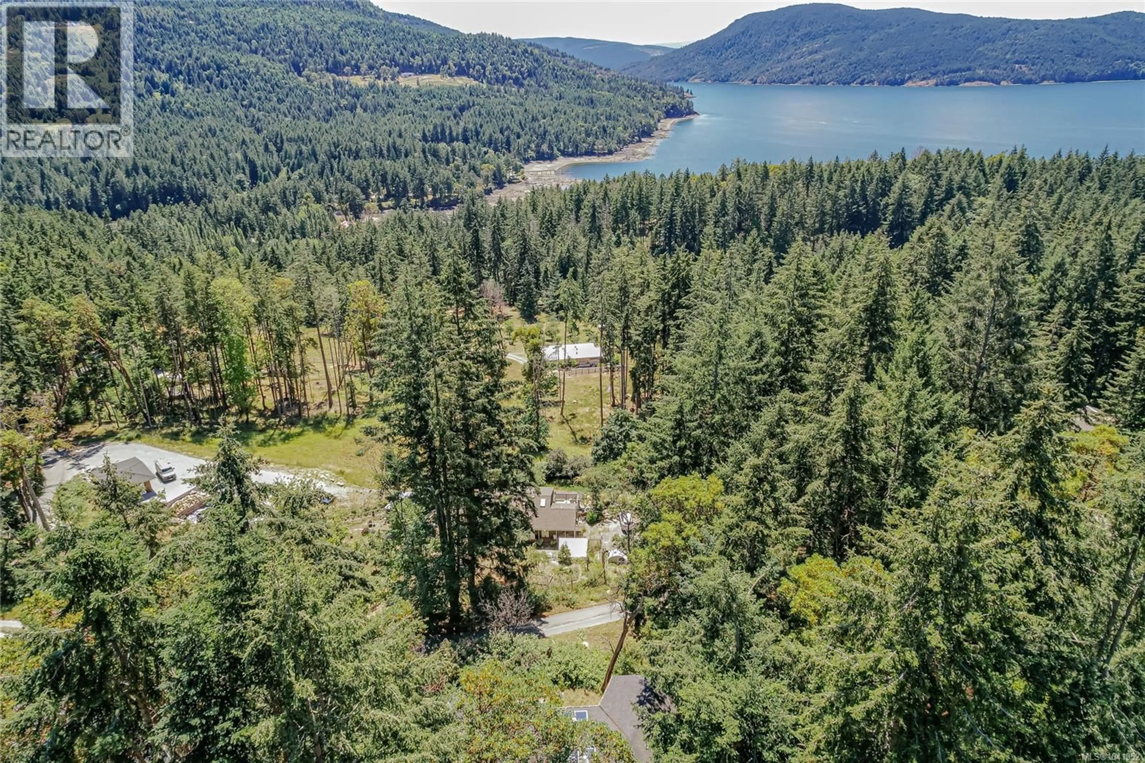 A pic from outside/outdoor area/front of a property/back of a property/a pic from drone, forest/trees view for 351 ELIZABETH DRIVE, Salt Spring British Columbia V8K1J5