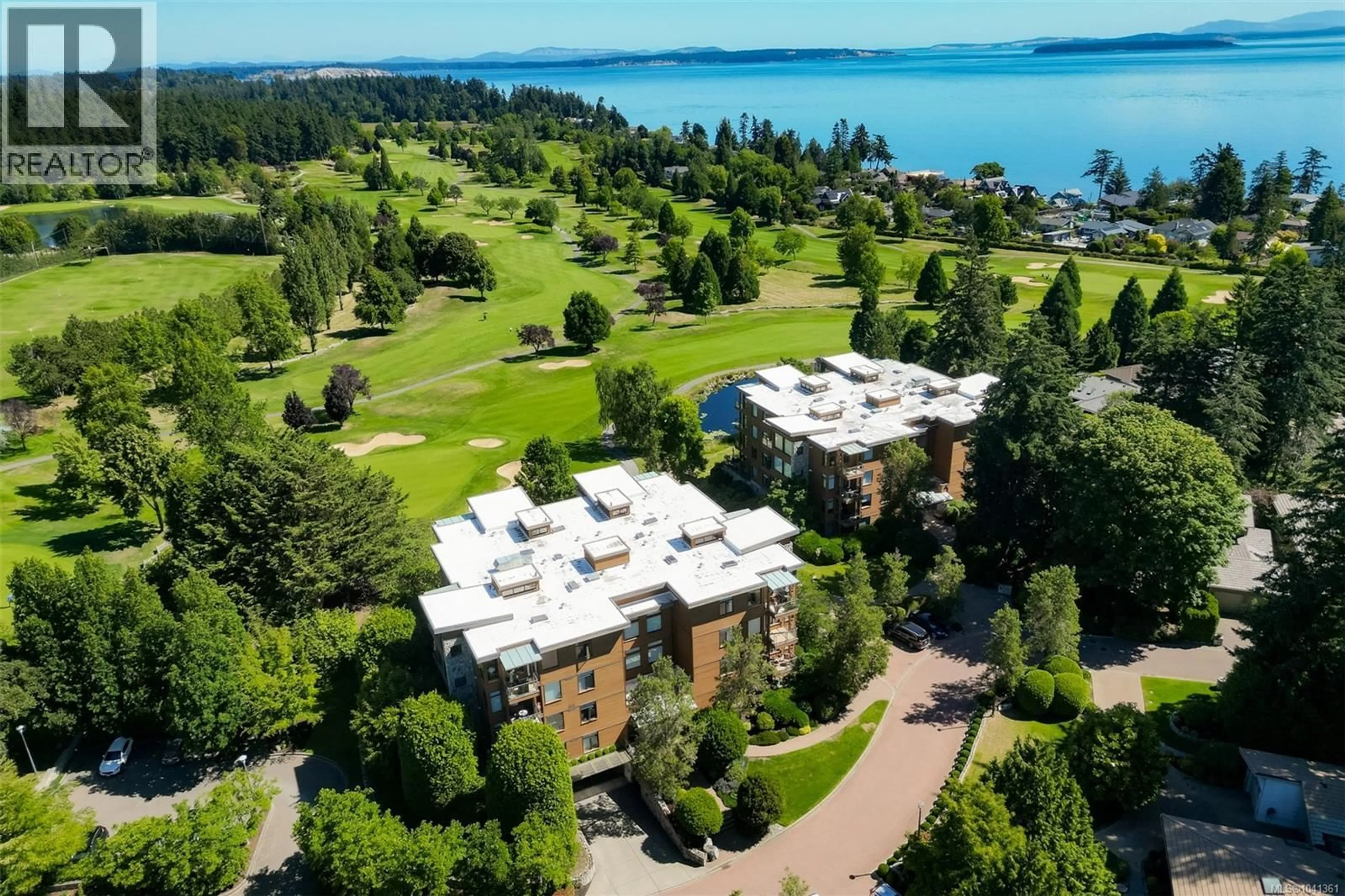 A pic from outside/outdoor area/front of a property/back of a property/a pic from drone, water/lake/river/ocean view for 408 - 5329 CORDOVA BAY ROAD, Saanich British Columbia V8Y2L3