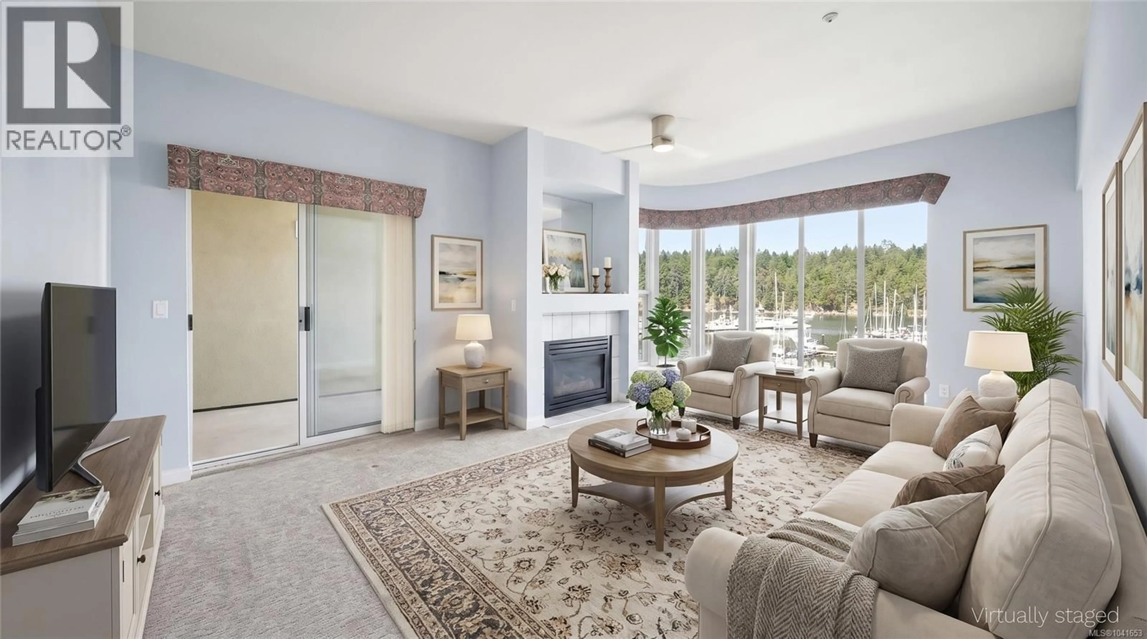 Living room with furniture, ceramic/tile floor for 402 - 566 STEWART AVENUE, Nanaimo British Columbia V9S5T5