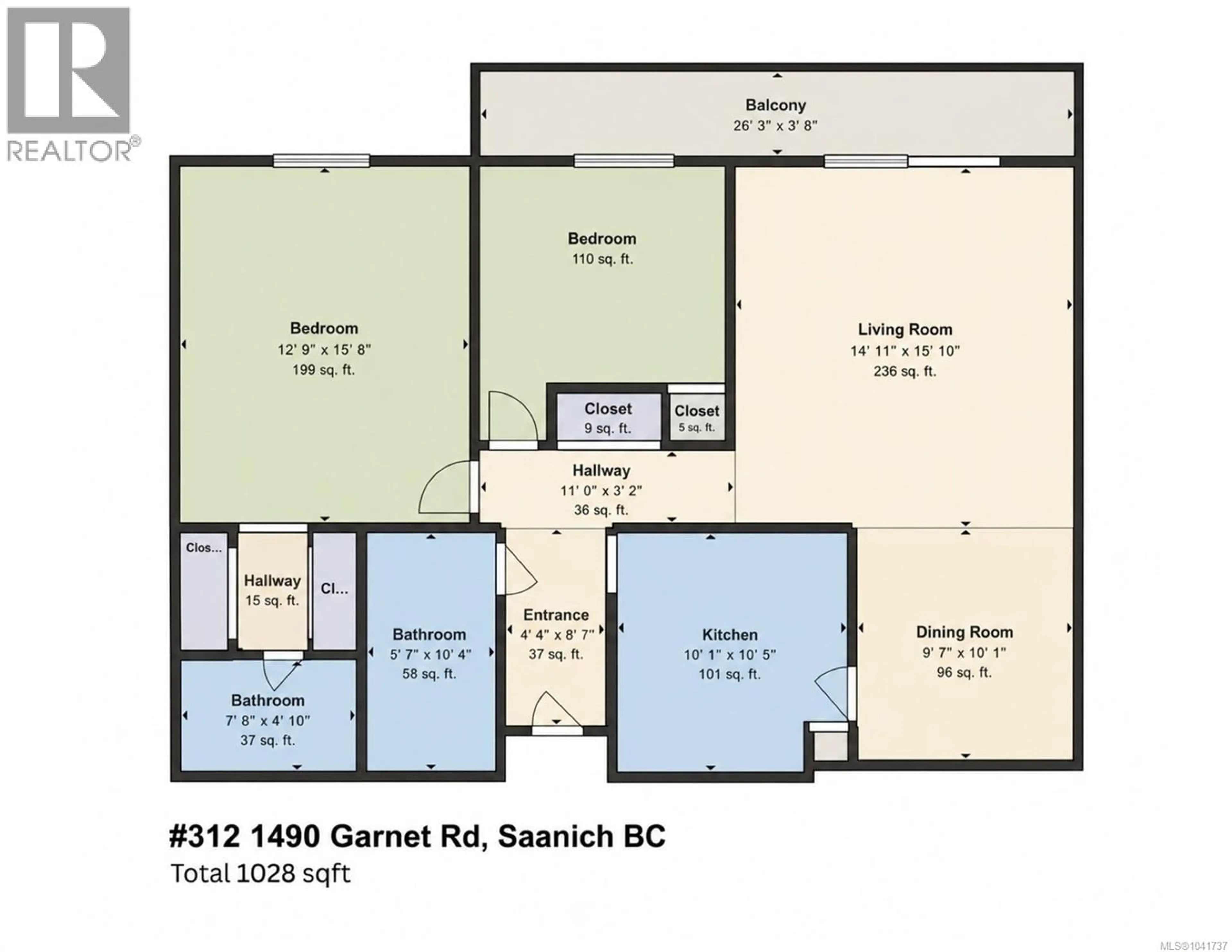 Floor plan for 312 - 1490 GARNET ROAD, Saanich British Columbia V8P5L1