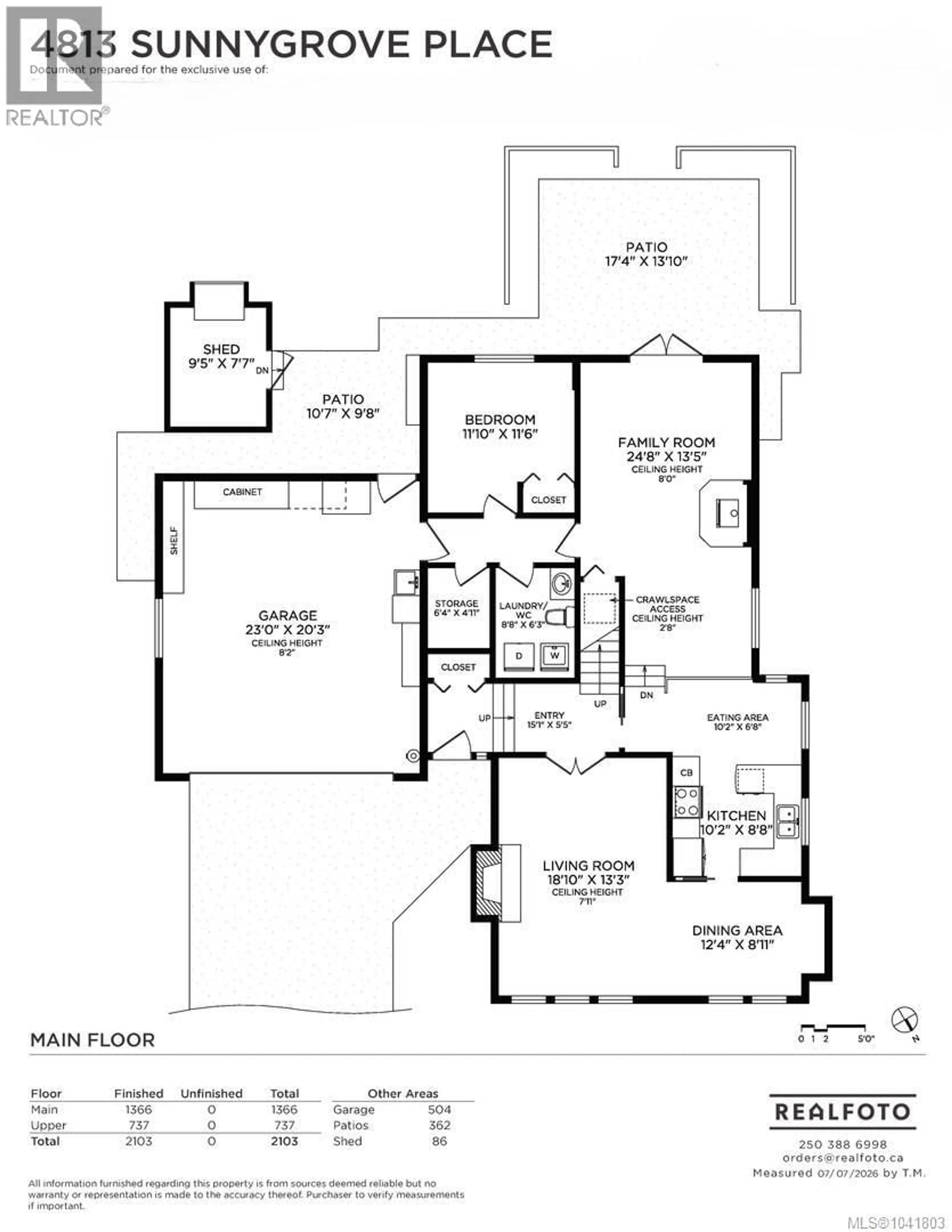 Floor plan for 4813 SUNNYGROVE PLACE, Saanich British Columbia V8Y2V8