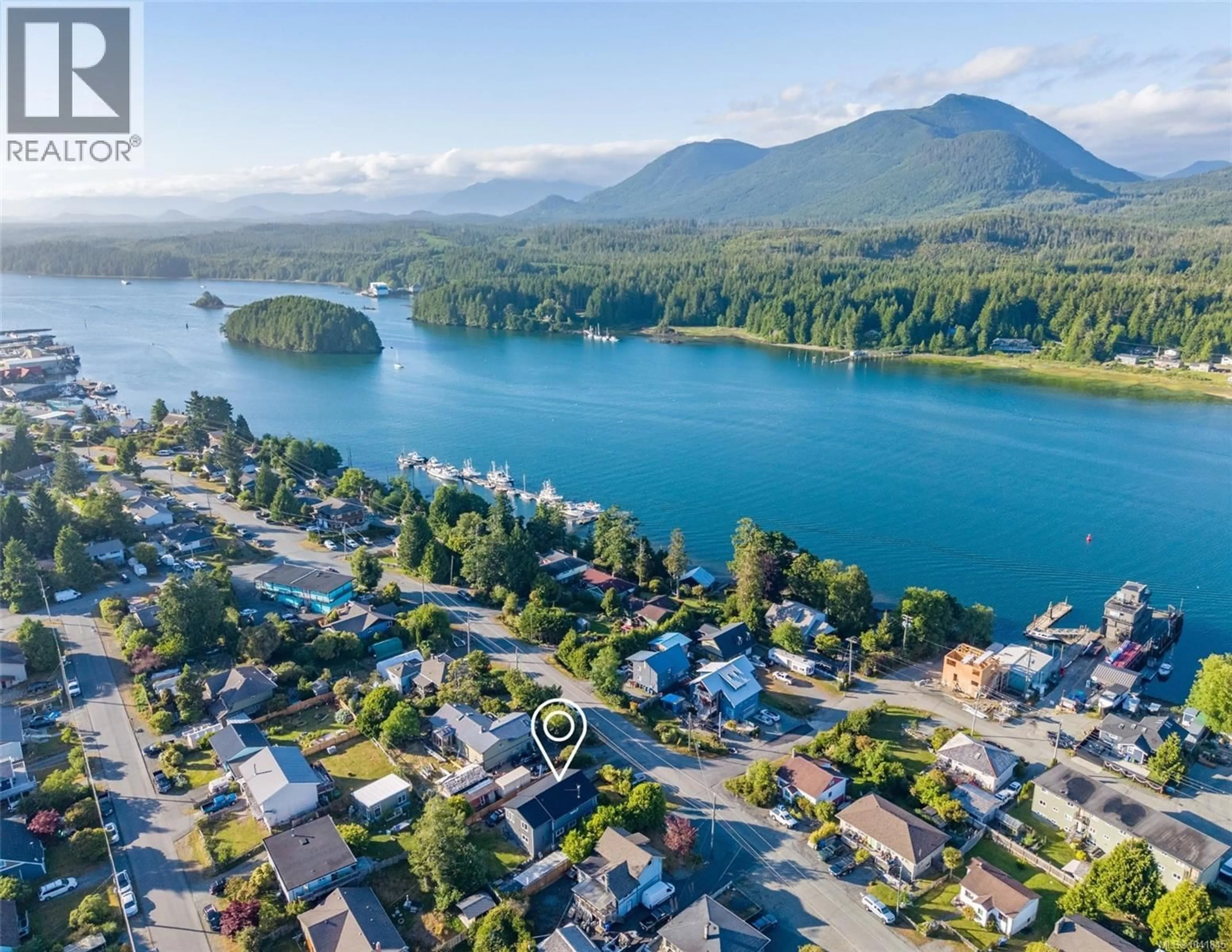 A pic from outside/outdoor area/front of a property/back of a property/a pic from drone, water/lake/river/ocean view for 1350 HELEN ROAD, Ucluelet British Columbia V0R3A0