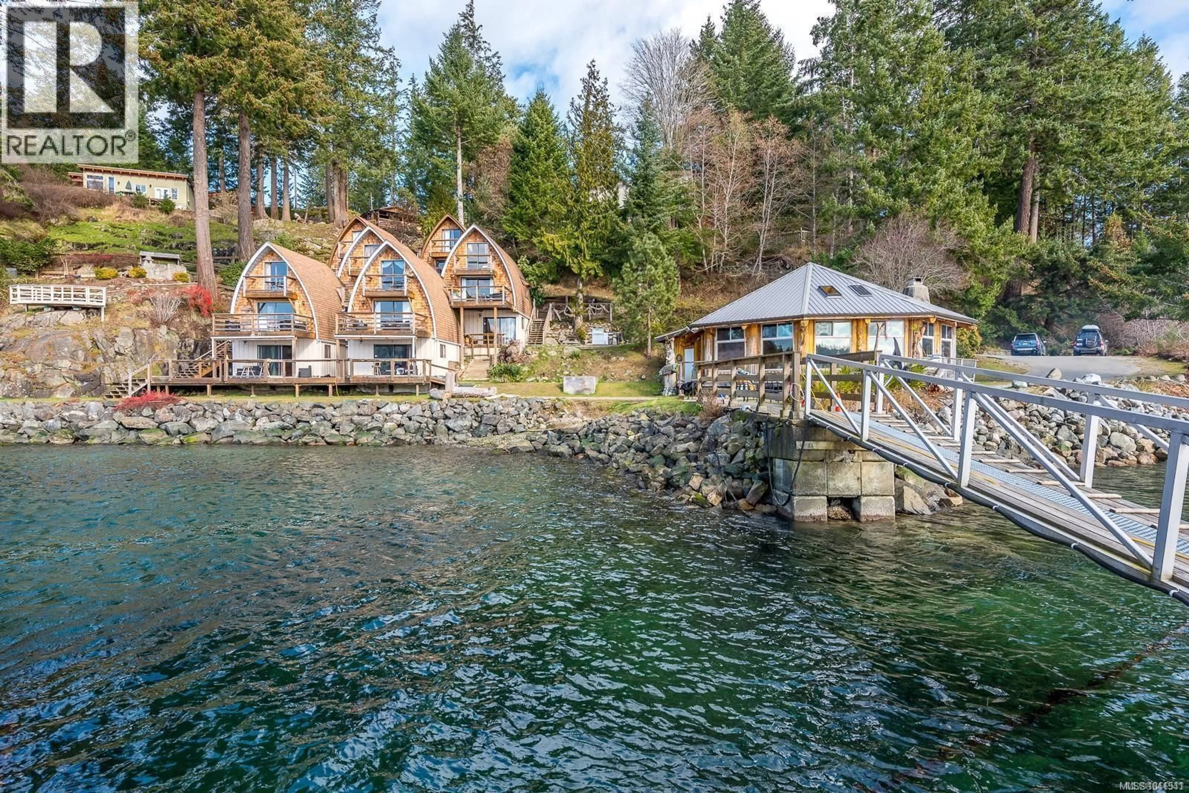 A pic from outside/outdoor area/front of a property/back of a property/a pic from drone, water/lake/river/ocean view for 774 CLIFFE ROAD, Quadra Island British Columbia V0P1N0