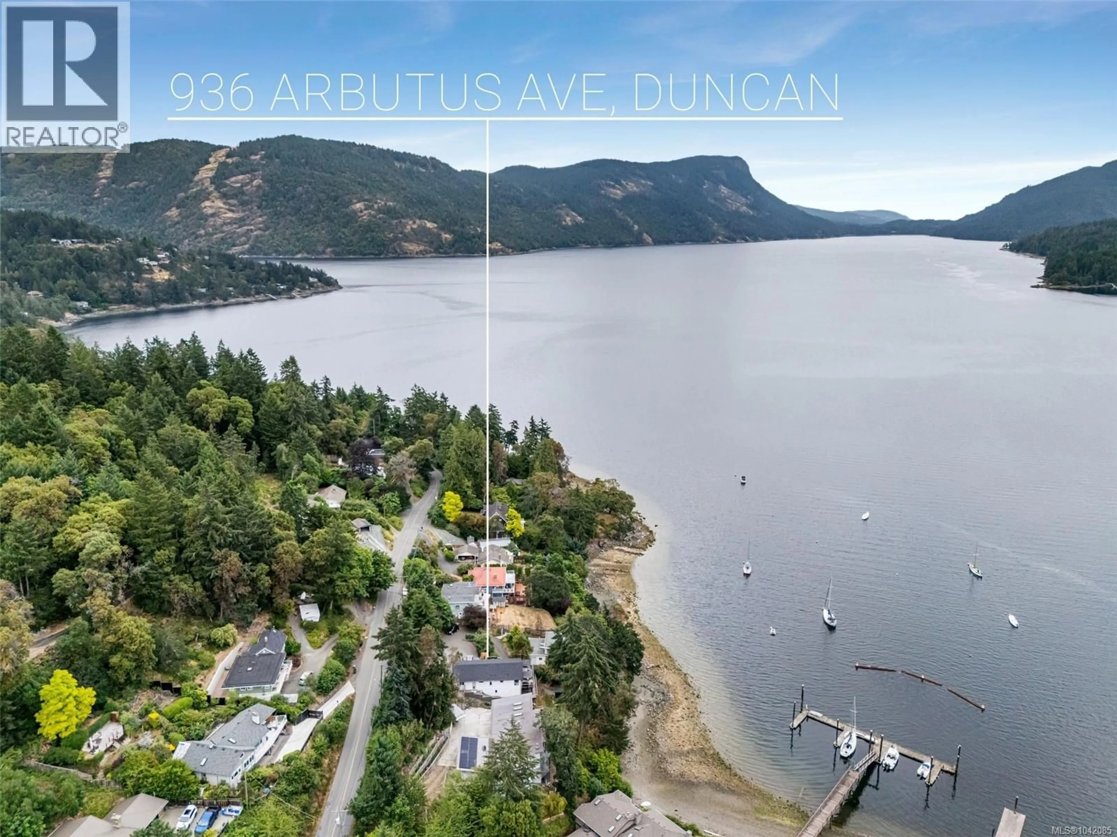 A pic from outside/outdoor area/front of a property/back of a property/a pic from drone, water/lake/river/ocean view for 936 ARBUTUS AVENUE, Duncan British Columbia V9L5X4