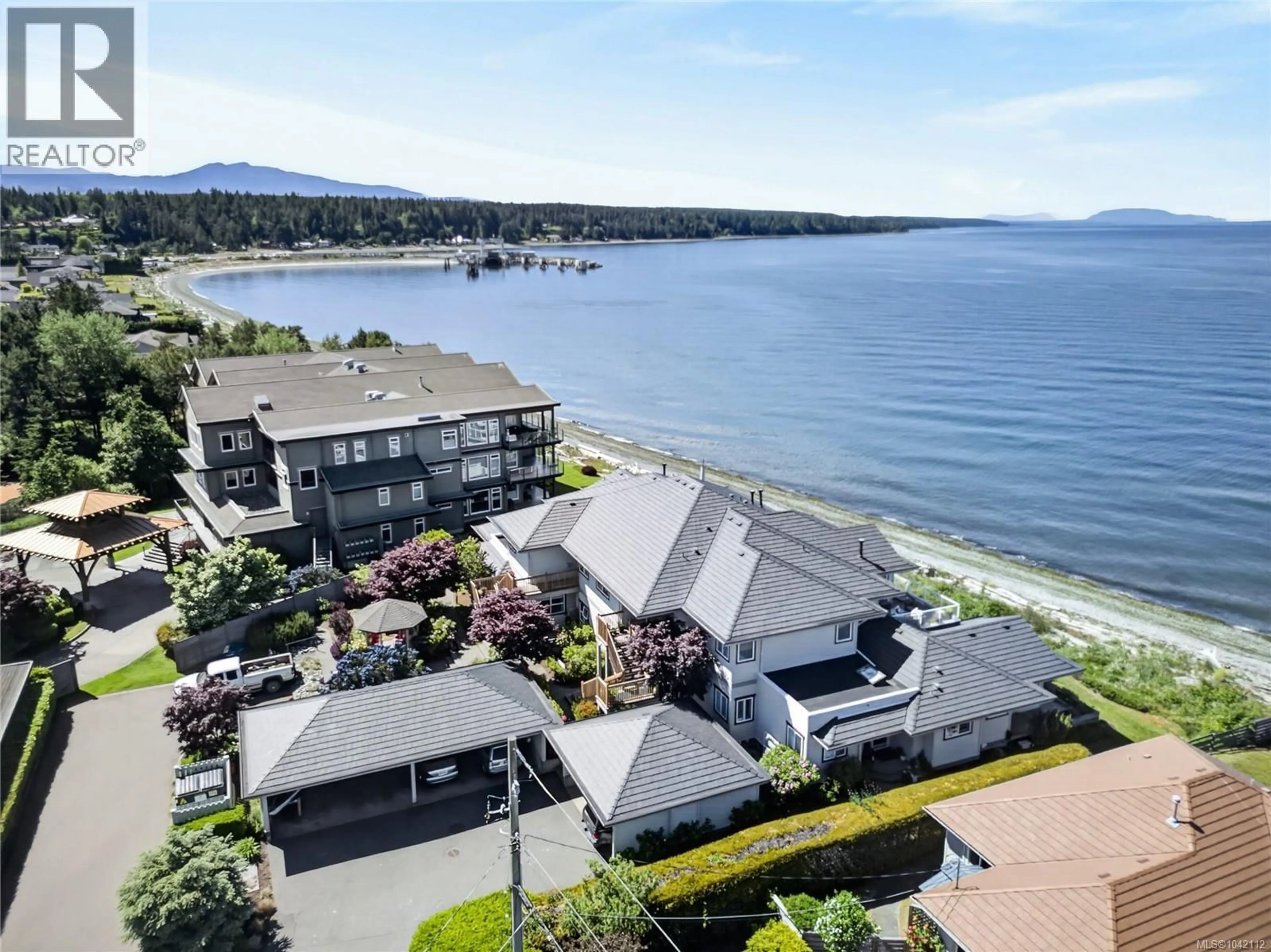 A pic from outside/outdoor area/front of a property/back of a property/a pic from drone, water/lake/river/ocean view for 6 - 1256 WALLY ROAD, Comox British Columbia V9M4C3