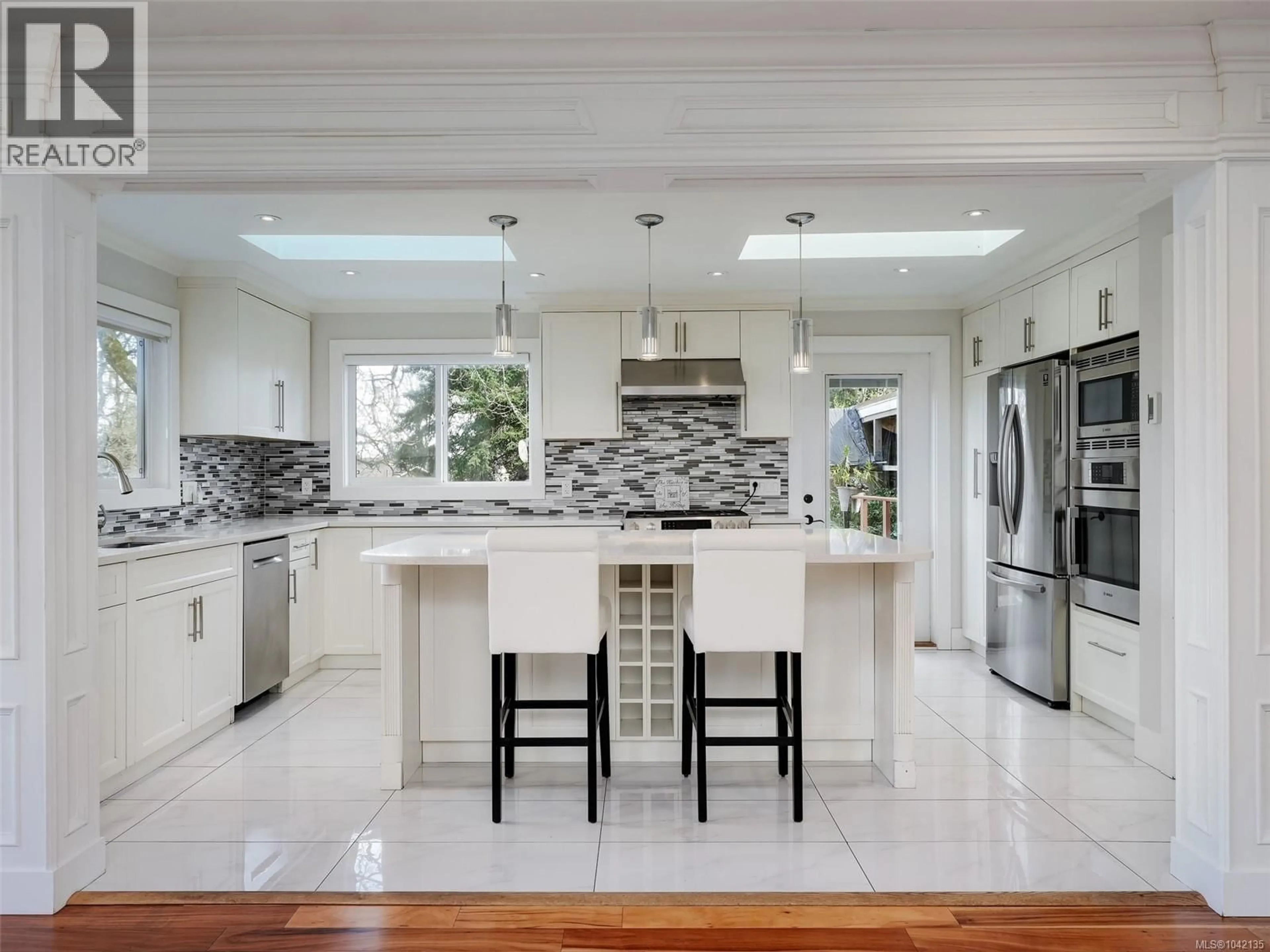 Contemporary kitchen, ceramic/tile floor for 4081 CEDAR HILL ROAD, Saanich British Columbia V8N3C2