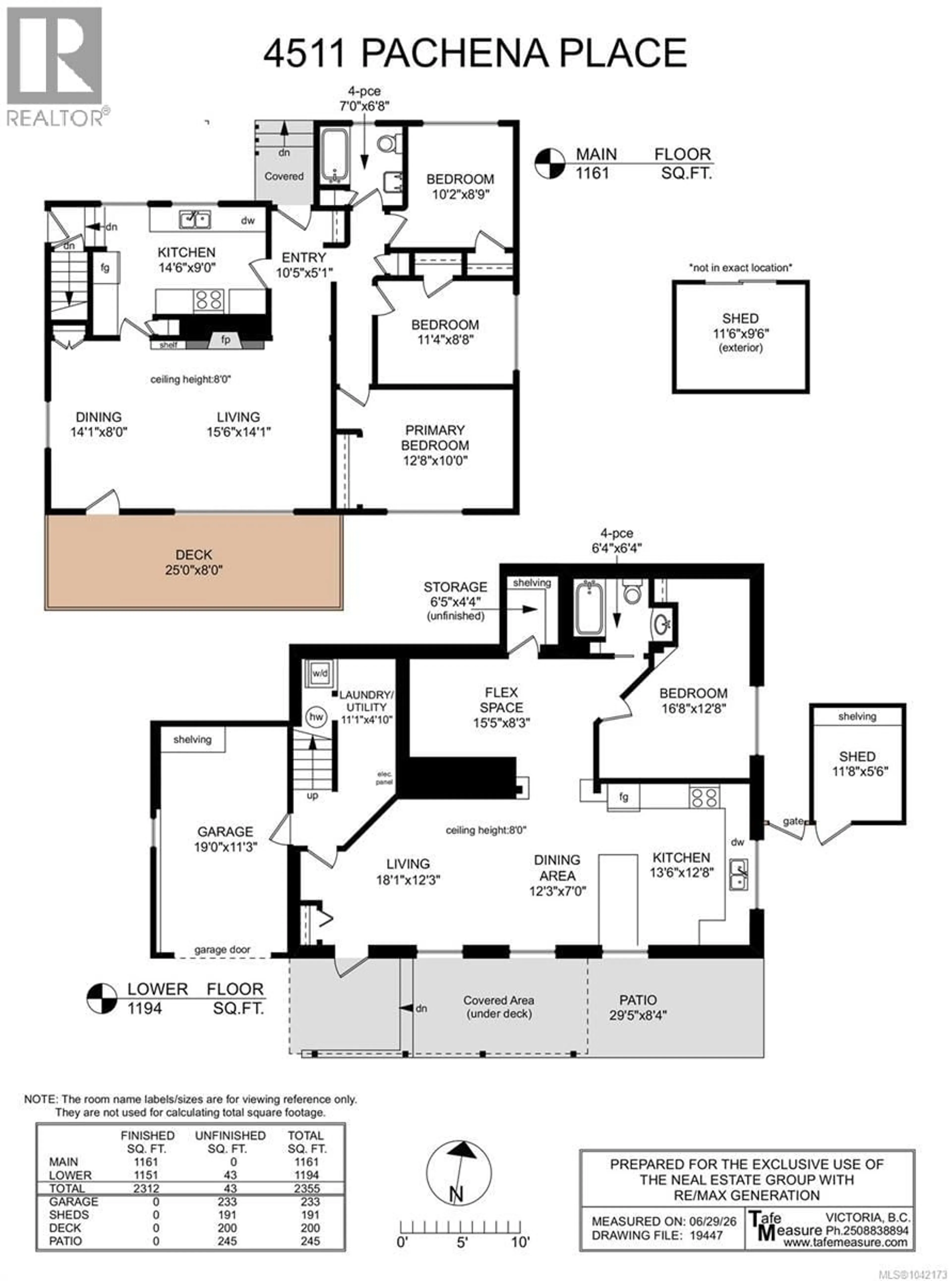 Floor plan for 4511 PACHENA PLACE, Saanich British Columbia V8X2P1