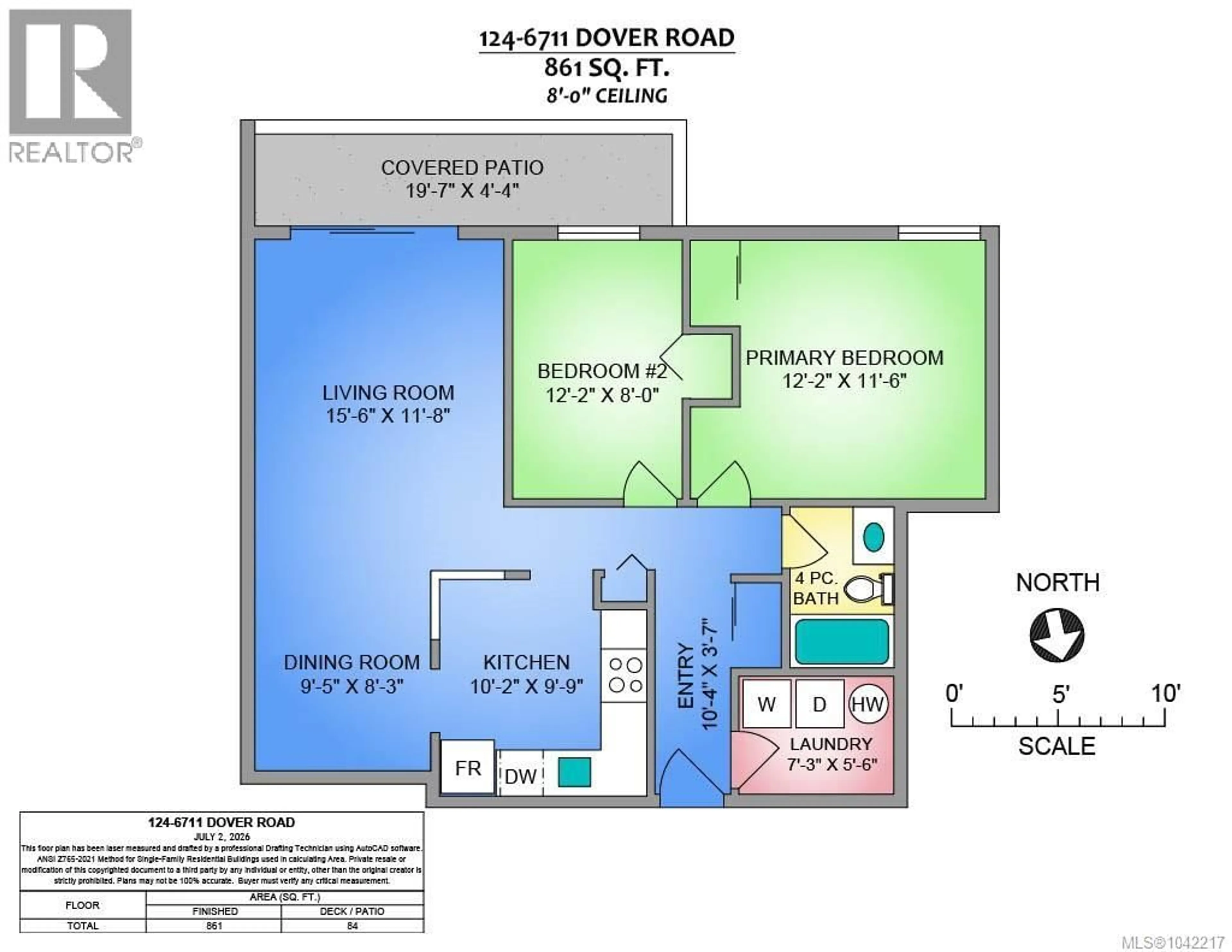 Floor plan for 124 - 6711 DOVER ROAD, Nanaimo British Columbia V9V1L9