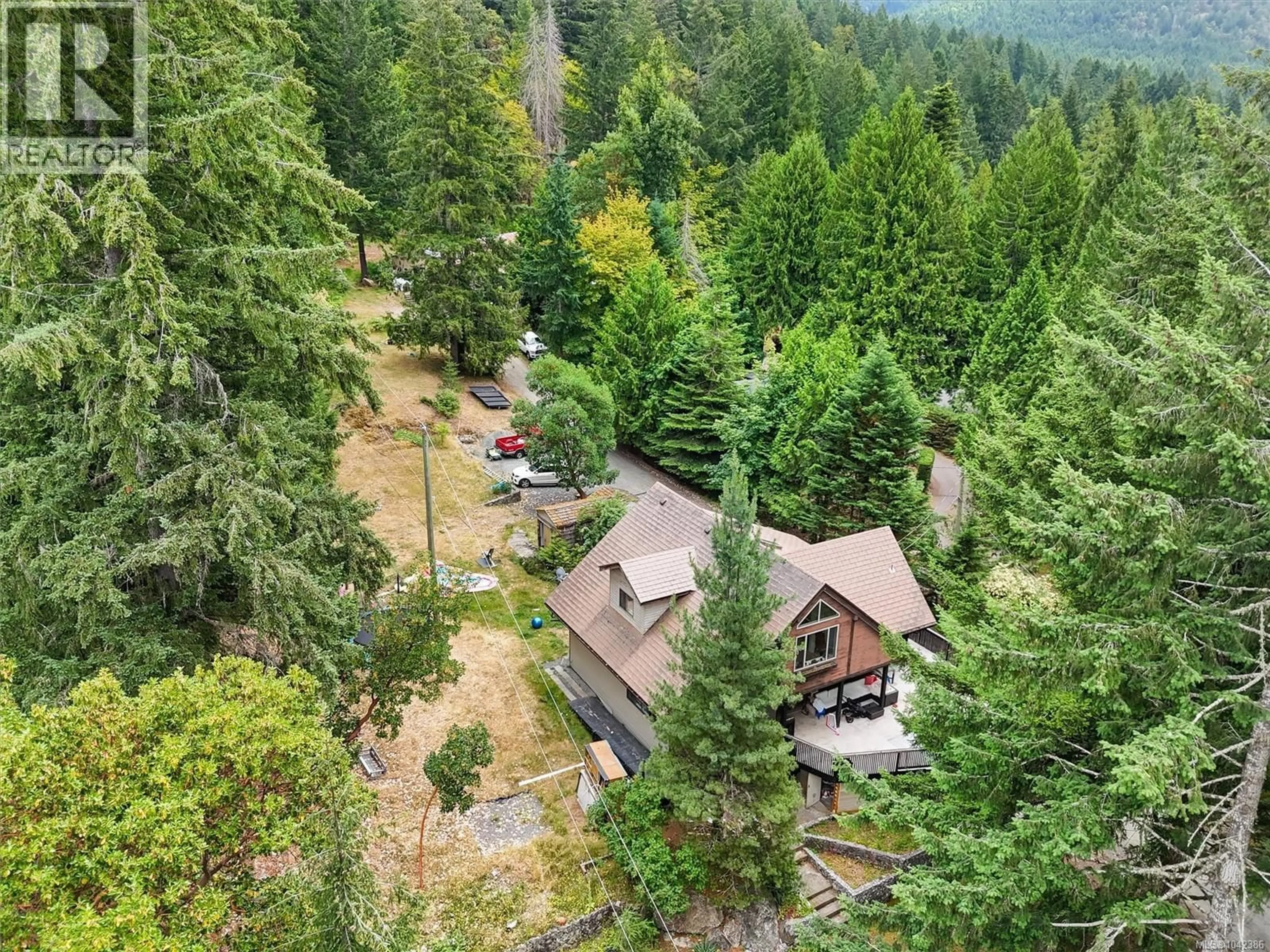 A pic from outside/outdoor area/front of a property/back of a property/a pic from drone, forest/trees view for 2099 SHAWNIGAN LAKE ROAD, Shawnigan Lake British Columbia V8H2B5