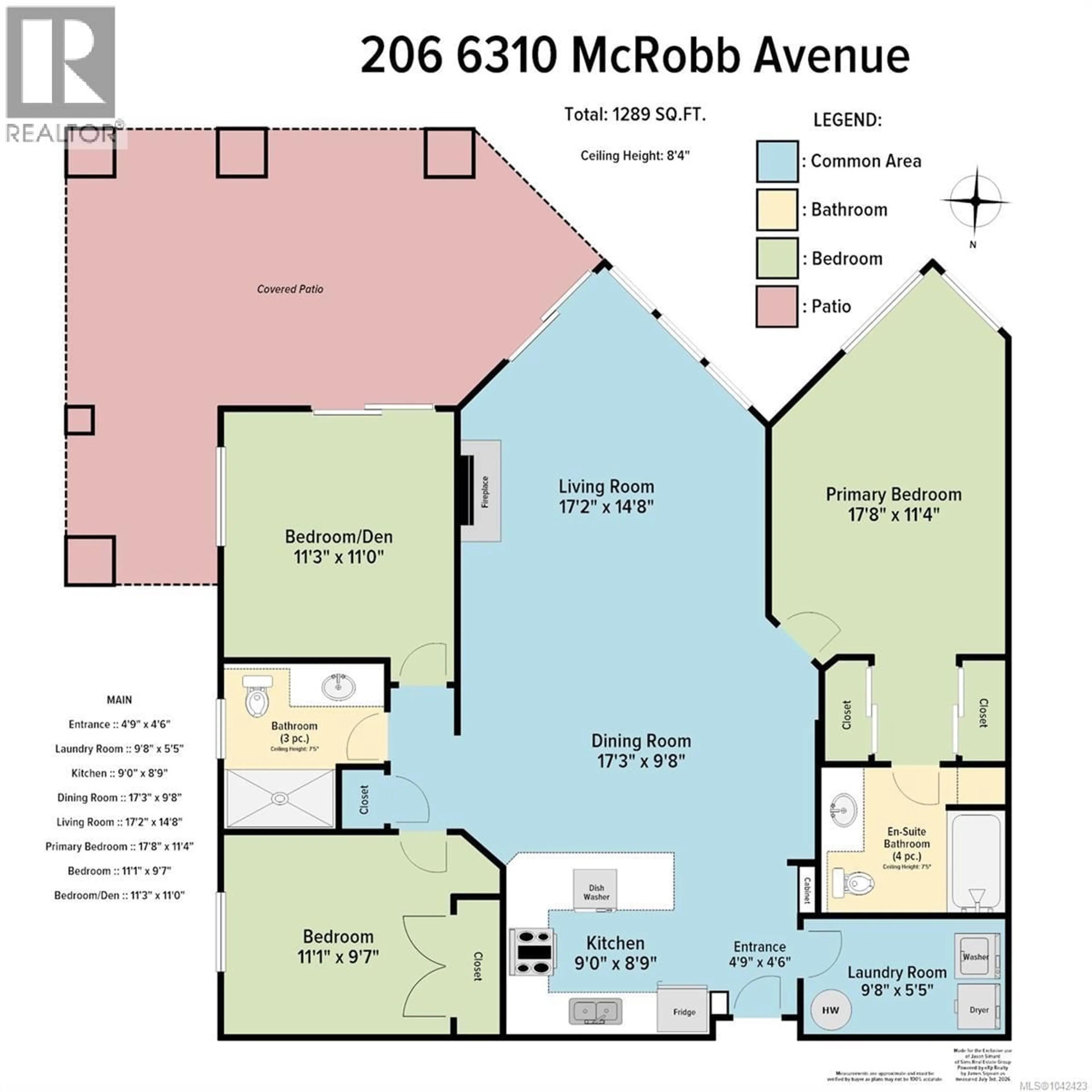 Floor plan for 206 - 6310 MCROBB AVENUE, Nanaimo British Columbia V9V1W8