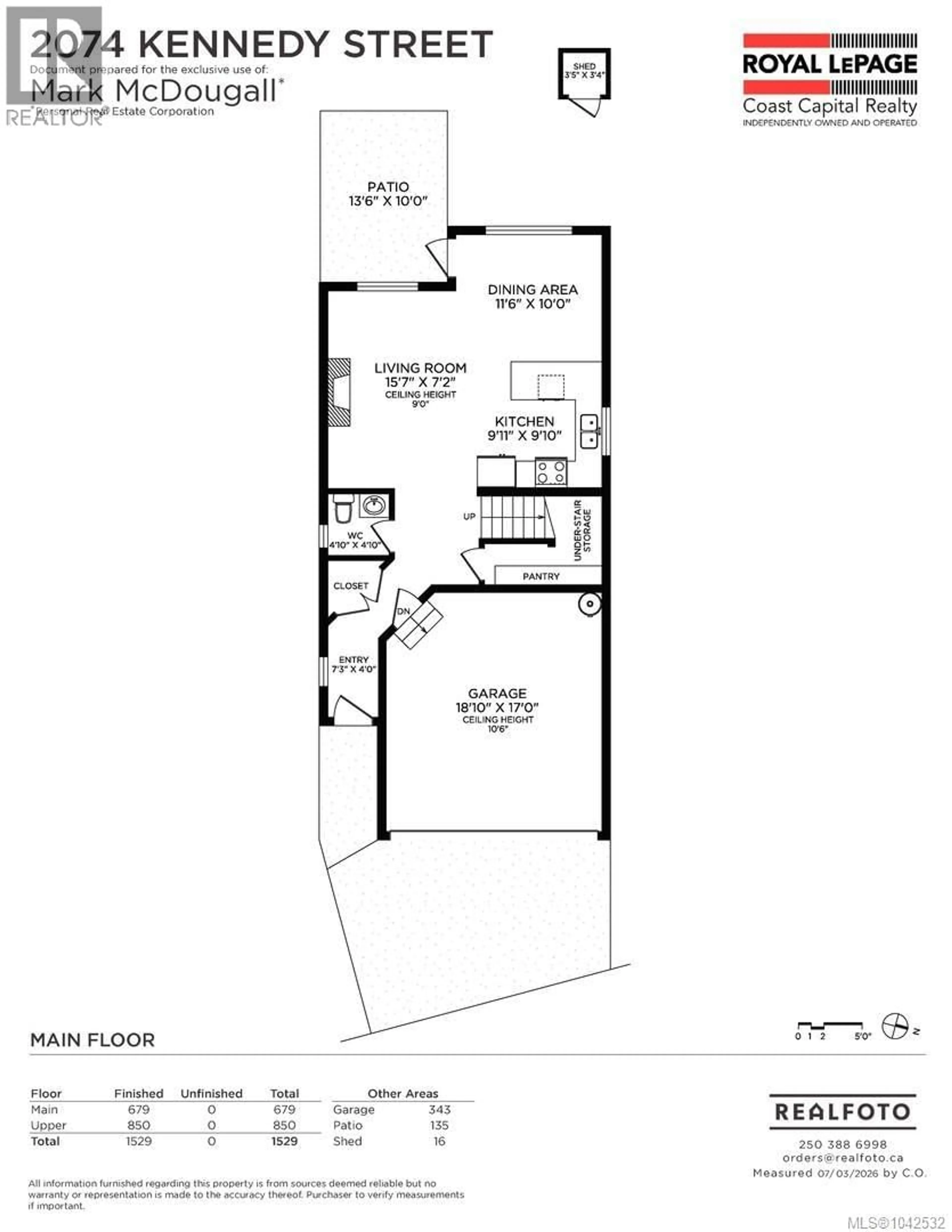 Floor plan for 2074 KENNEDY STREET NORTH, Sooke British Columbia V9Z0Z1