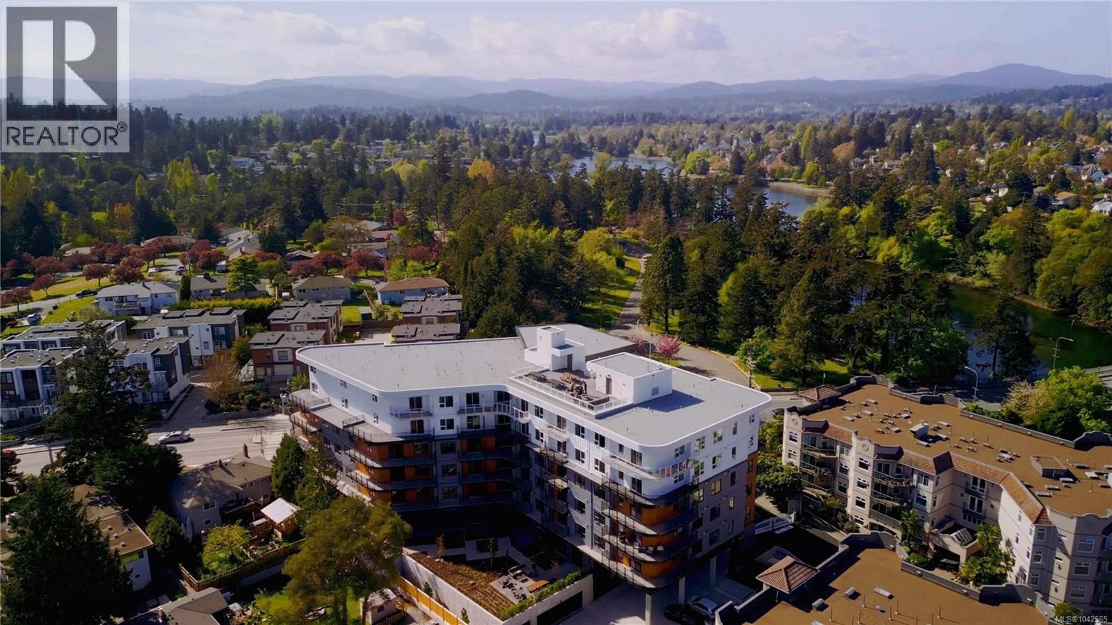 A pic from outside/outdoor area/front of a property/back of a property/a pic from drone, mountain view for 608 - 1075 TILLICUM ROAD, Esquimalt British Columbia V9A2A4