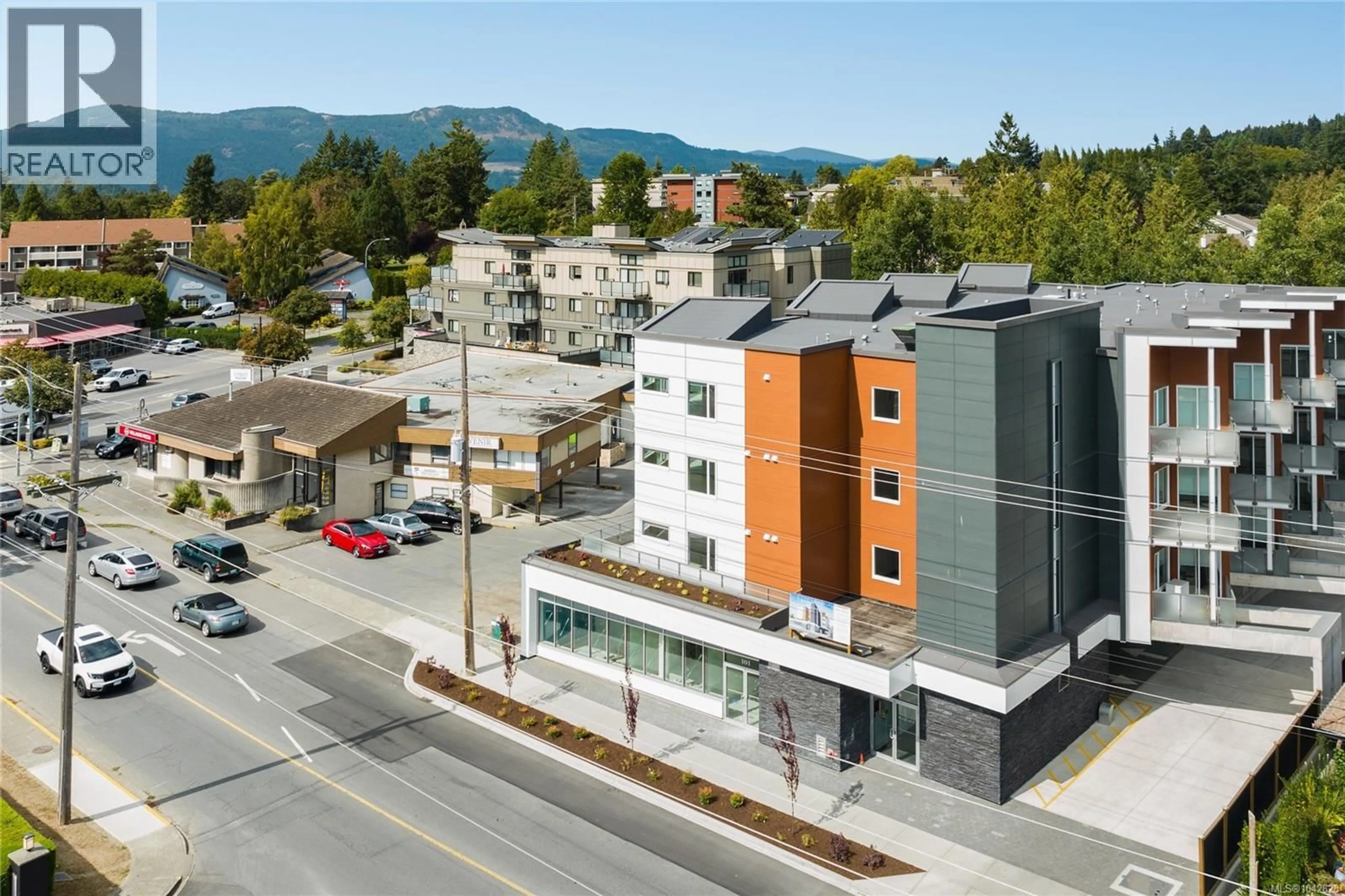 A pic from outside/outdoor area/front of a property/back of a property/a pic from drone, mountain view for 203 - 7098 WALLACE DRIVE, Central Saanich British Columbia V8M1G9