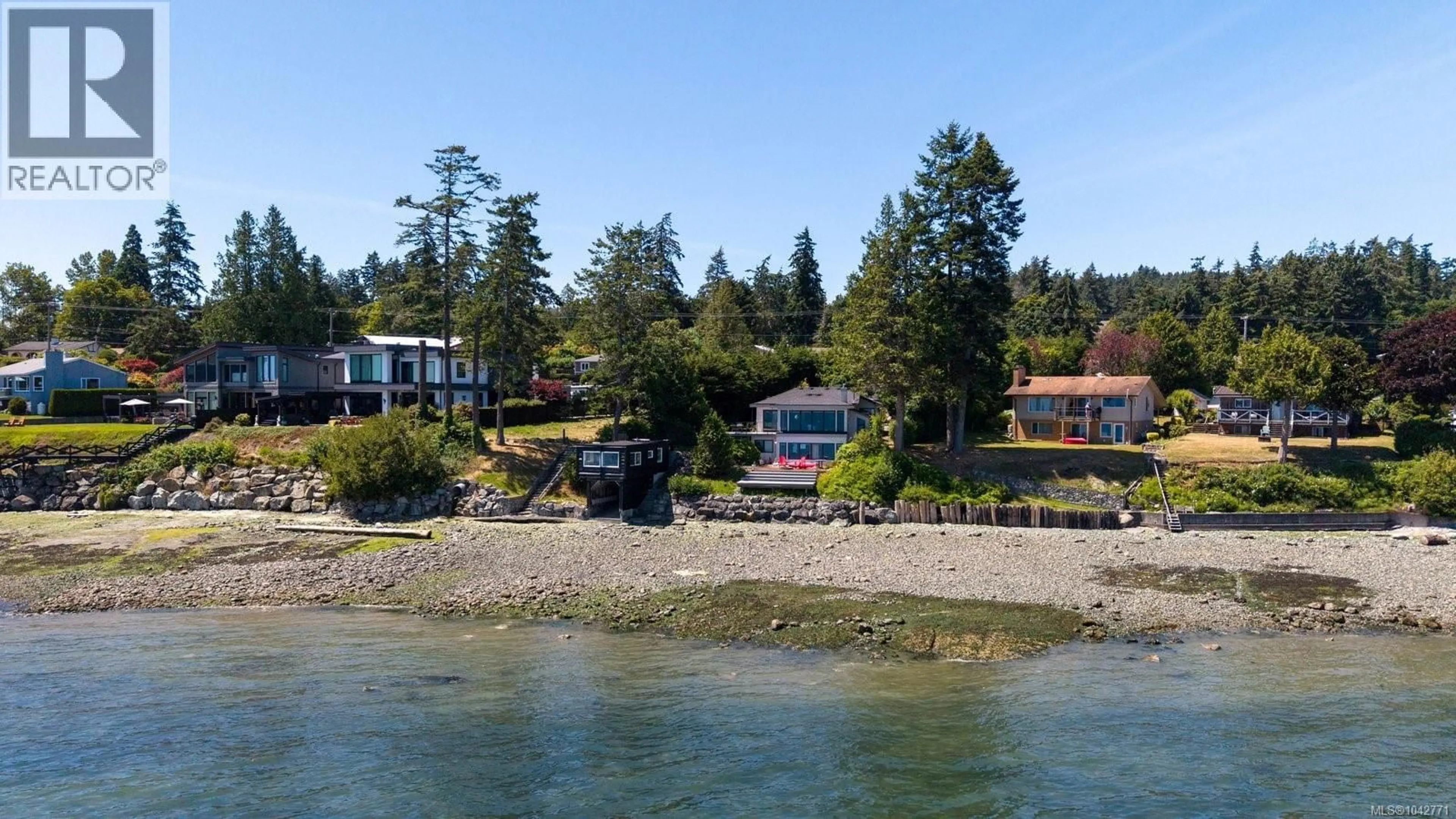 A pic from outside/outdoor area/front of a property/back of a property/a pic from drone, water/lake/river/ocean view for 8543 LOCHSIDE DRIVE, North Saanich British Columbia V8L1M5