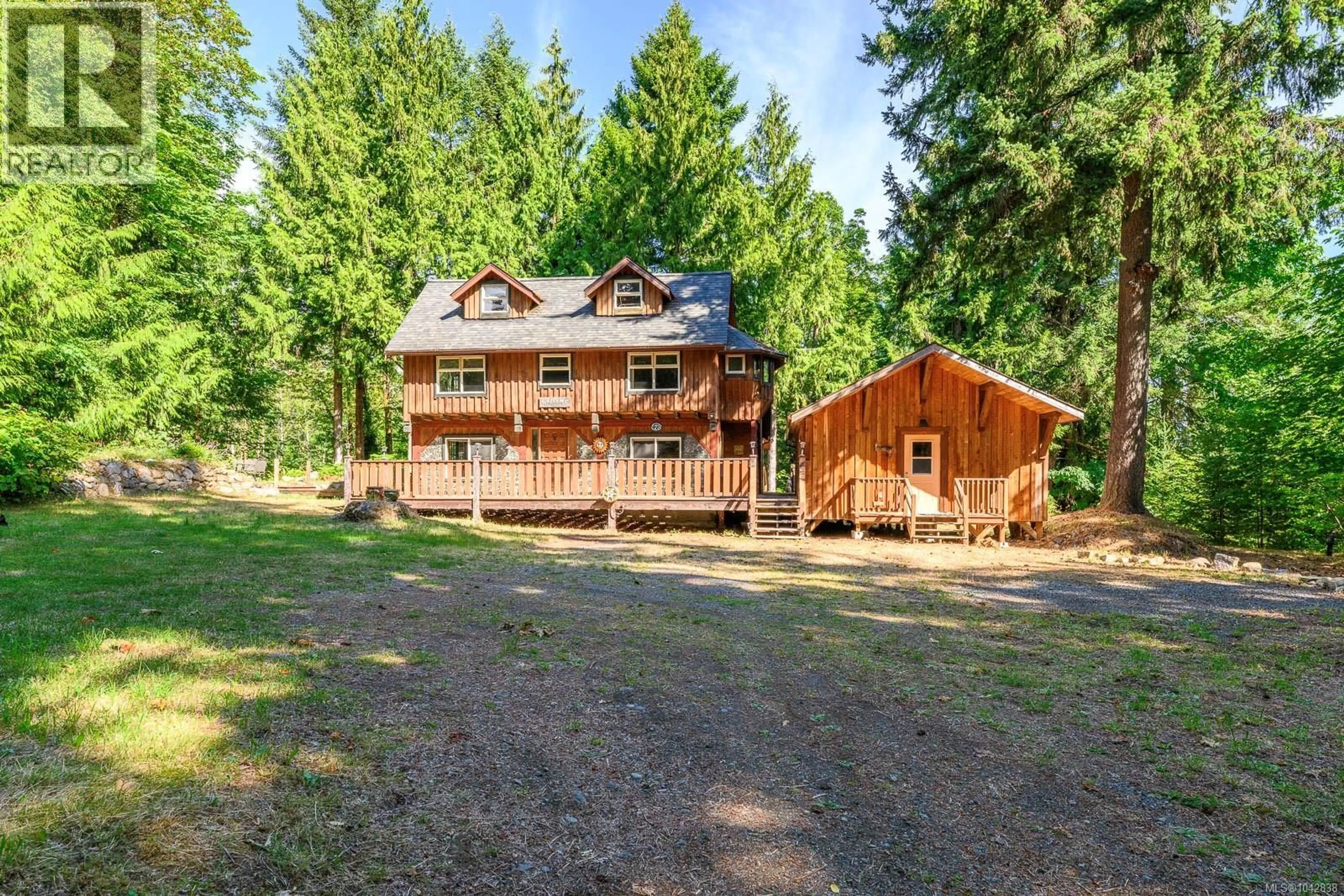A pic from outside/outdoor area/front of a property/back of a property/a pic from drone, forest/trees view for 448 LEET LANE, Fanny Bay British Columbia V0R1W0