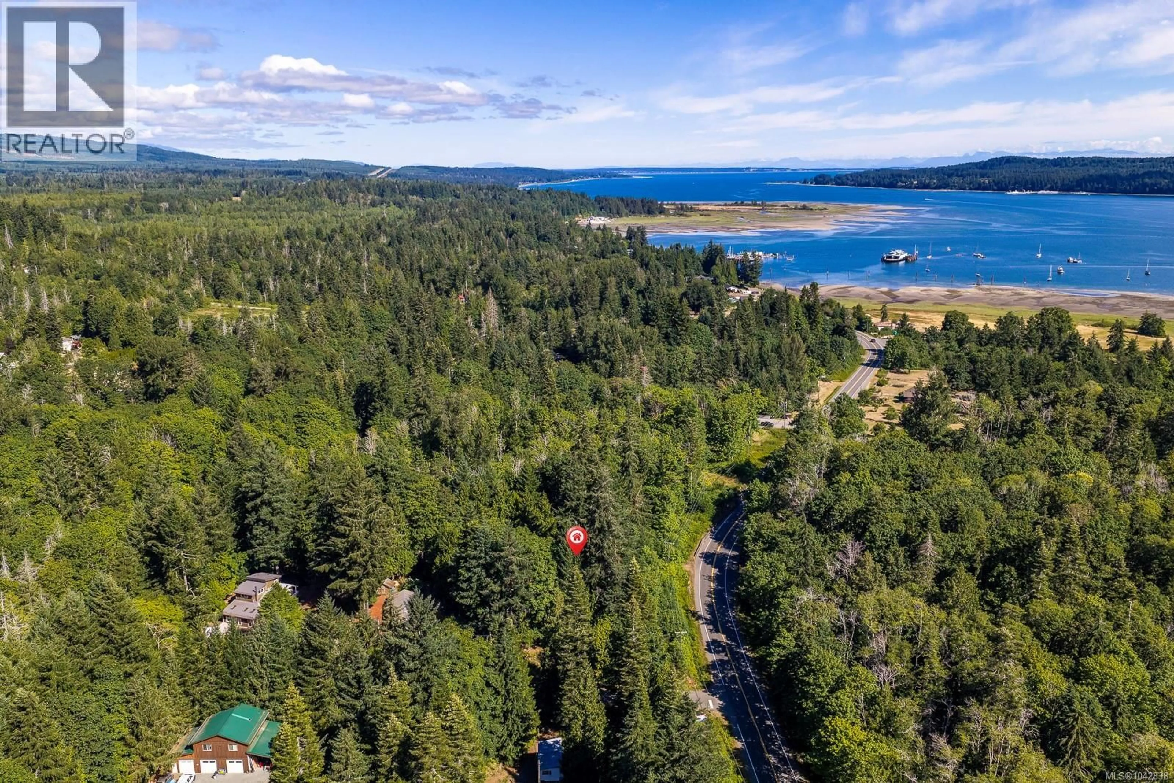 A pic from outside/outdoor area/front of a property/back of a property/a pic from drone, water/lake/river/ocean view for 448 LEET LANE, Fanny Bay British Columbia V0R1W0