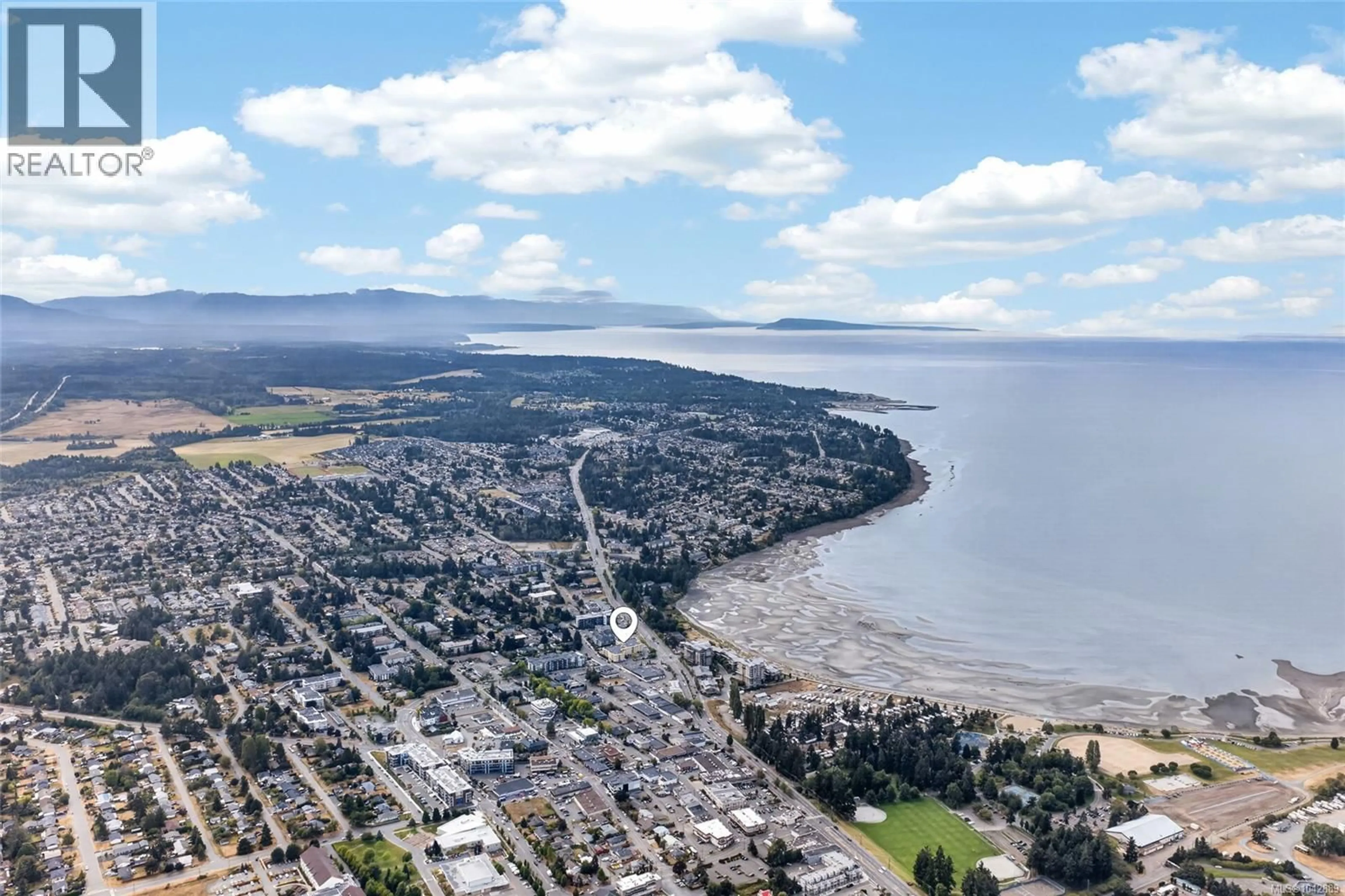 A pic from outside/outdoor area/front of a property/back of a property/a pic from drone, water/lake/river/ocean view for 410 - 220 ISLAND HIGHWAY WEST, Parksville British Columbia V9P2P3