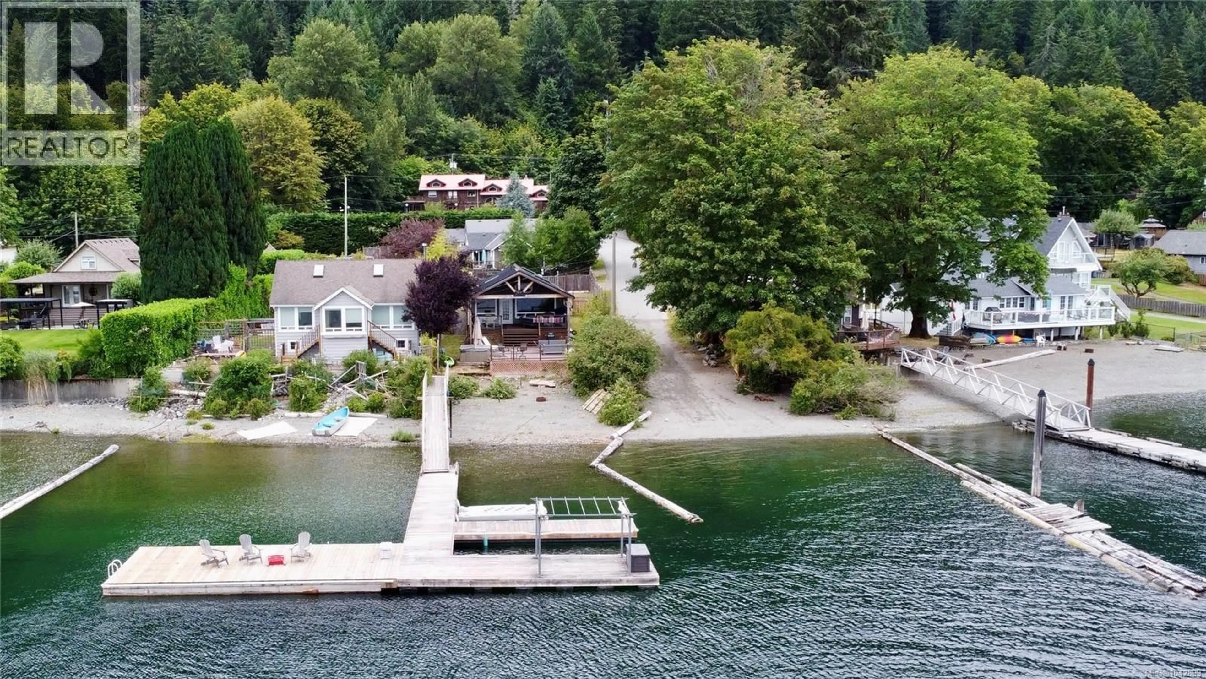 A pic from outside/outdoor area/front of a property/back of a property/a pic from drone, water/lake/river/ocean view for 10552 COON CREEK ROAD, Youbou British Columbia V0R3E1