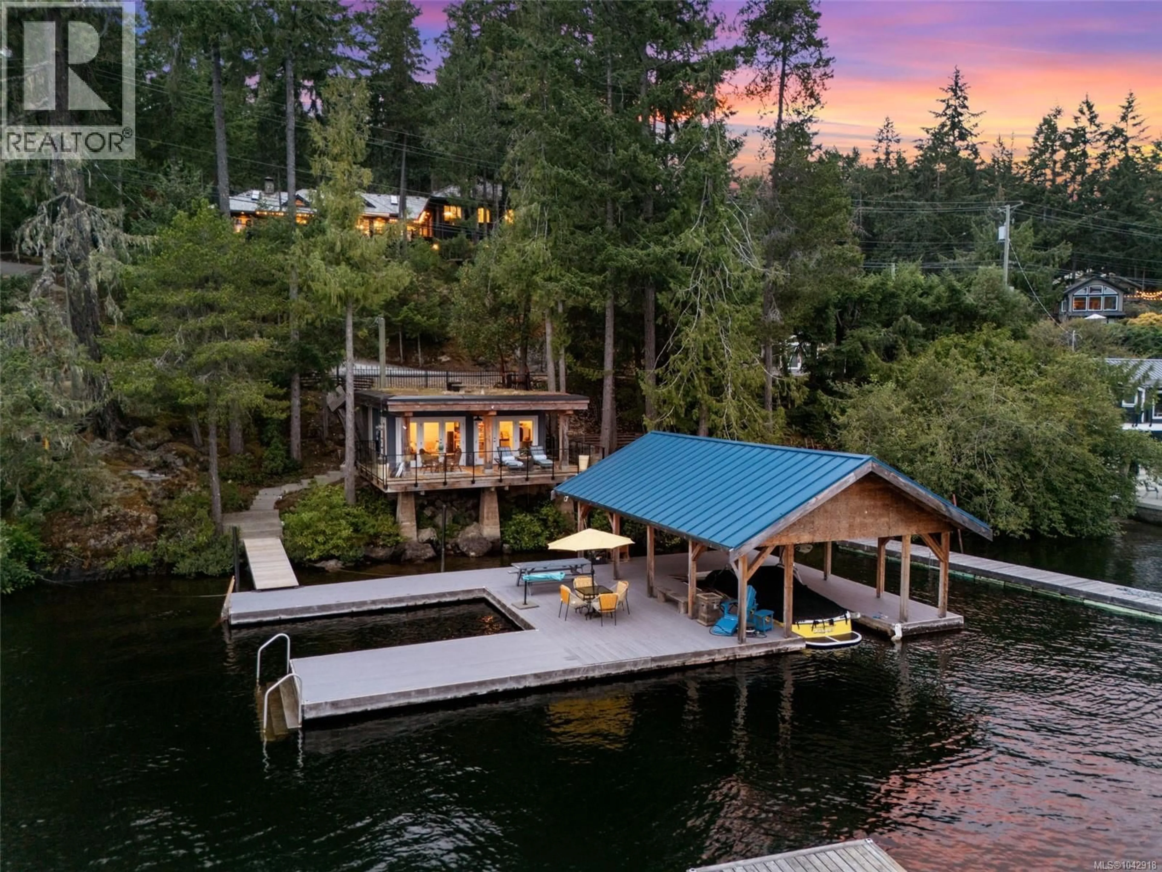 A pic from outside/outdoor area/front of a property/back of a property/a pic from drone, water/lake/river/ocean view for 1874 WEST SHAWNIGAN LAKE ROAD, Shawnigan Lake British Columbia V0R2W3