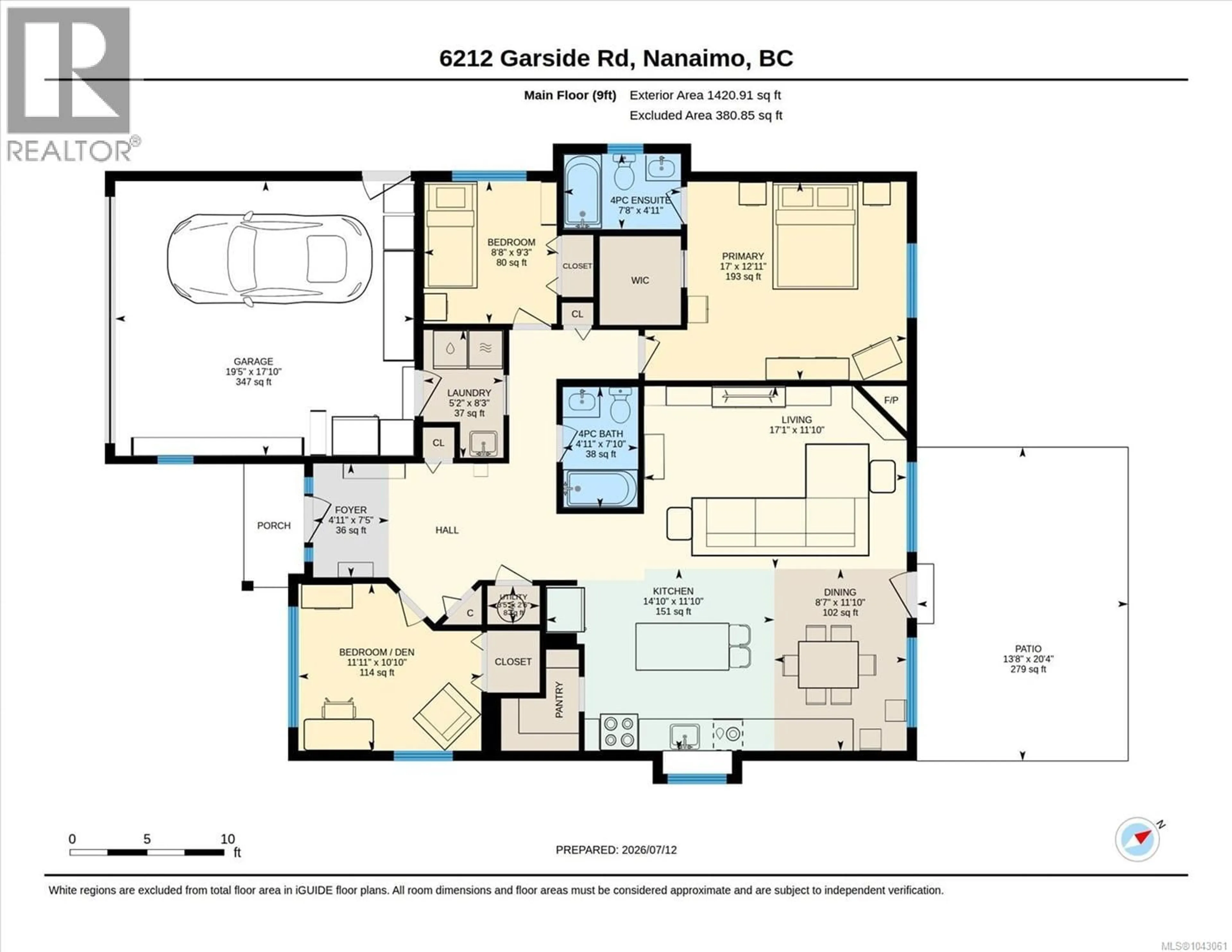 Floor plan for 6212 GARSIDE ROAD, Nanaimo British Columbia V9T6H9