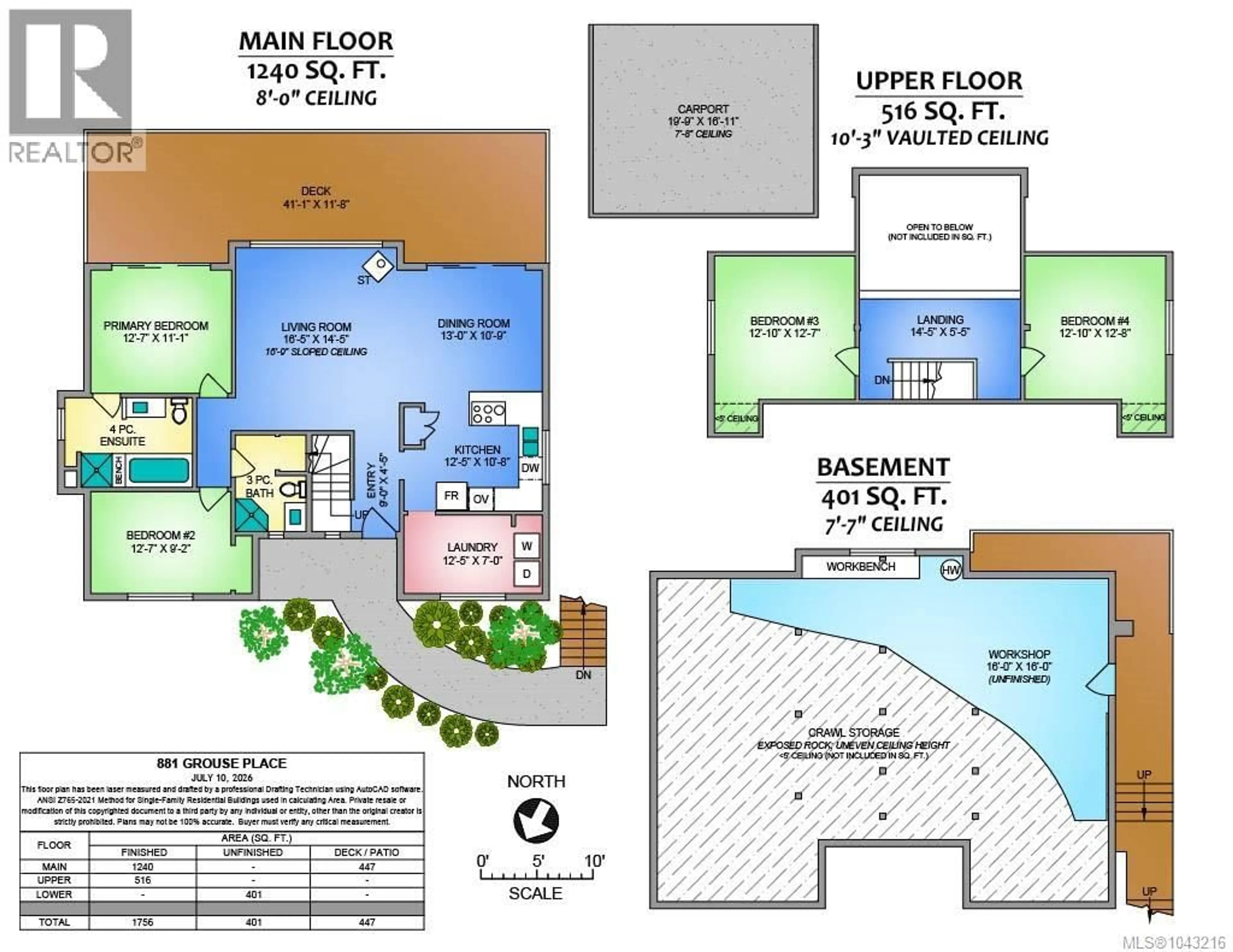 Floor plan for 881 GROUSE PLACE, Nanaimo British Columbia V9T5A4