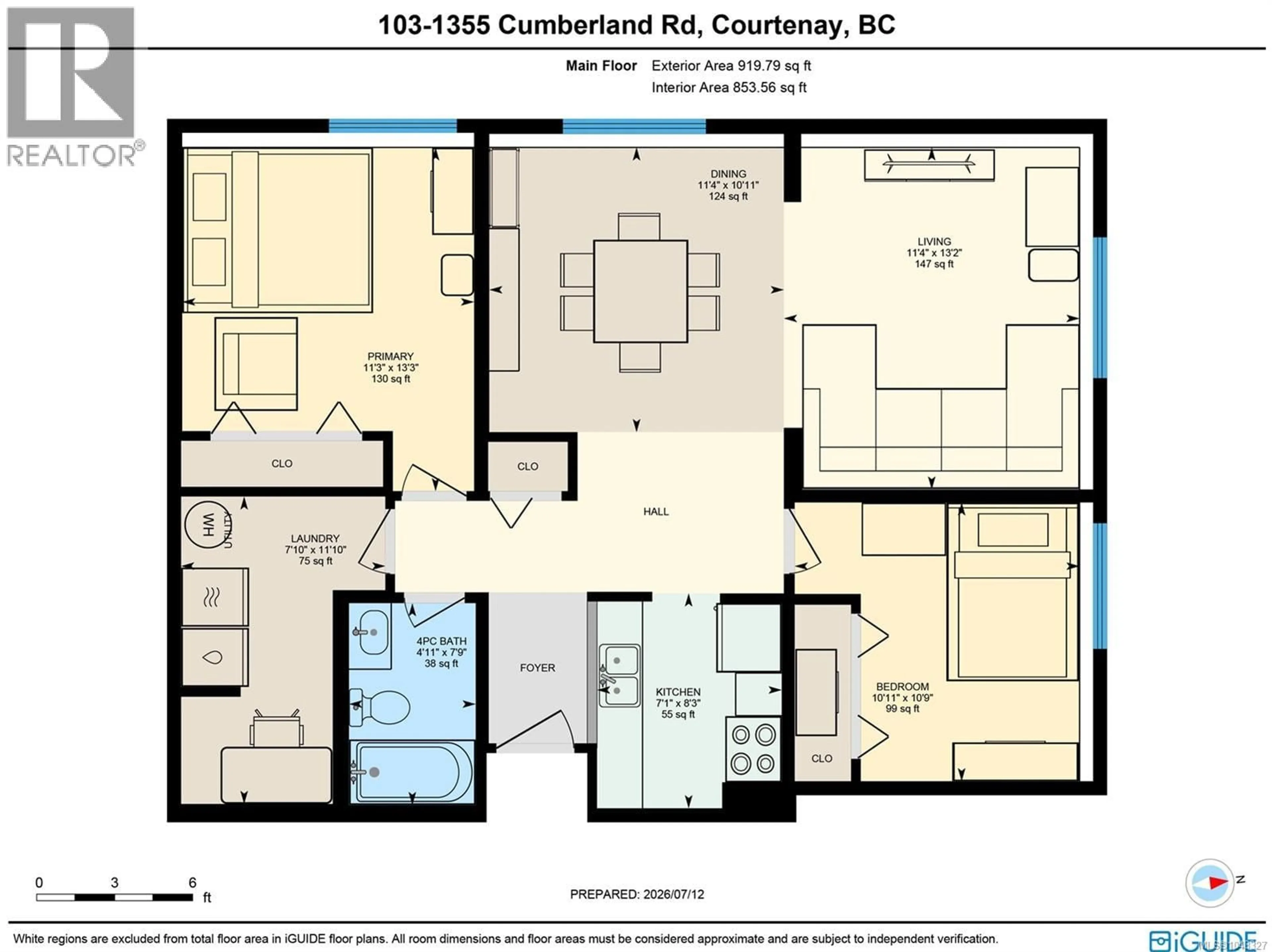 Floor plan for 103 - 1355 CUMBERLAND ROAD, Courtenay British Columbia V9N2G1