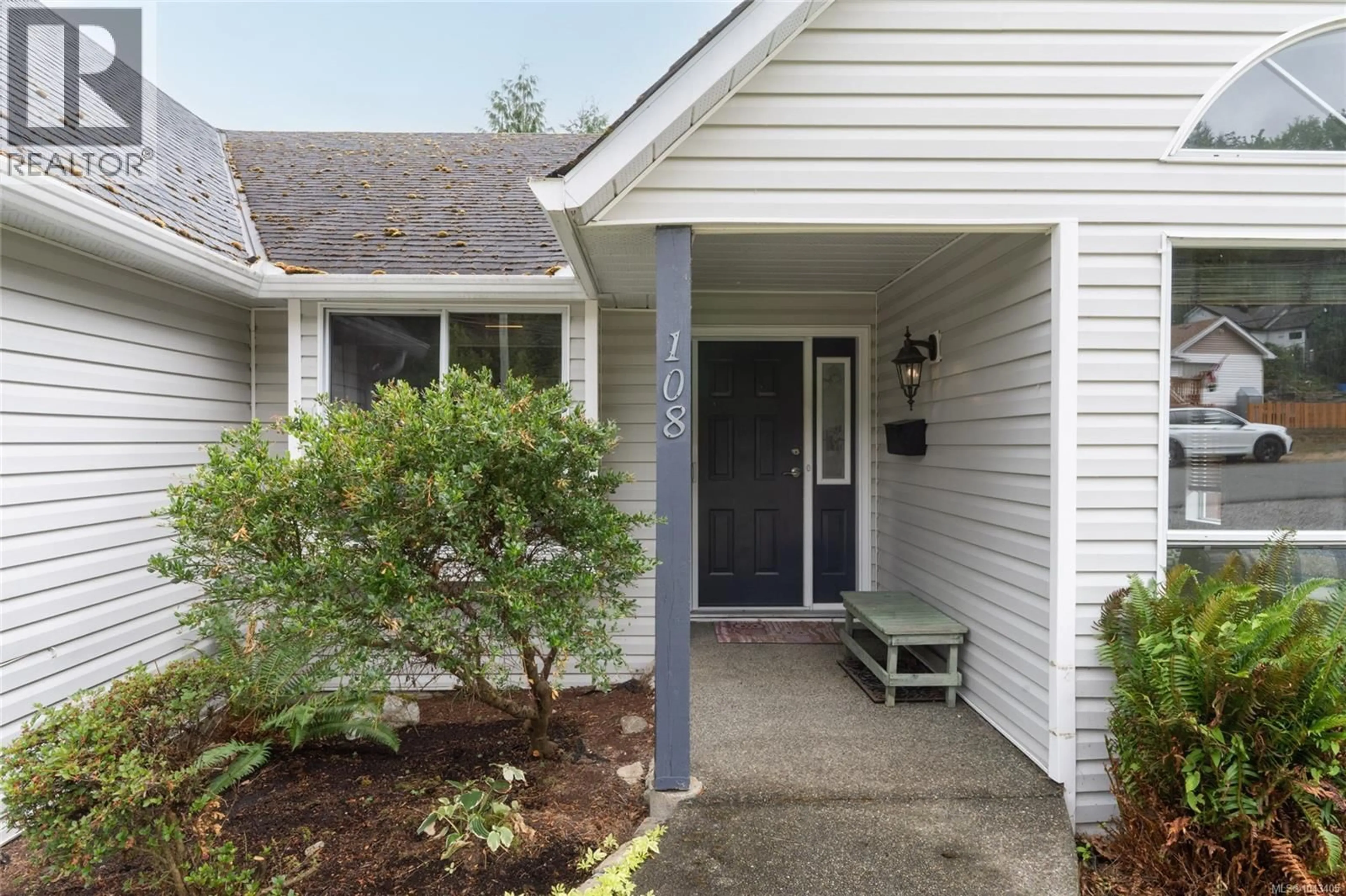 Home with vinyl exterior material, street for 108 RIVER ROAD, Lake Cowichan British Columbia V0R2G0