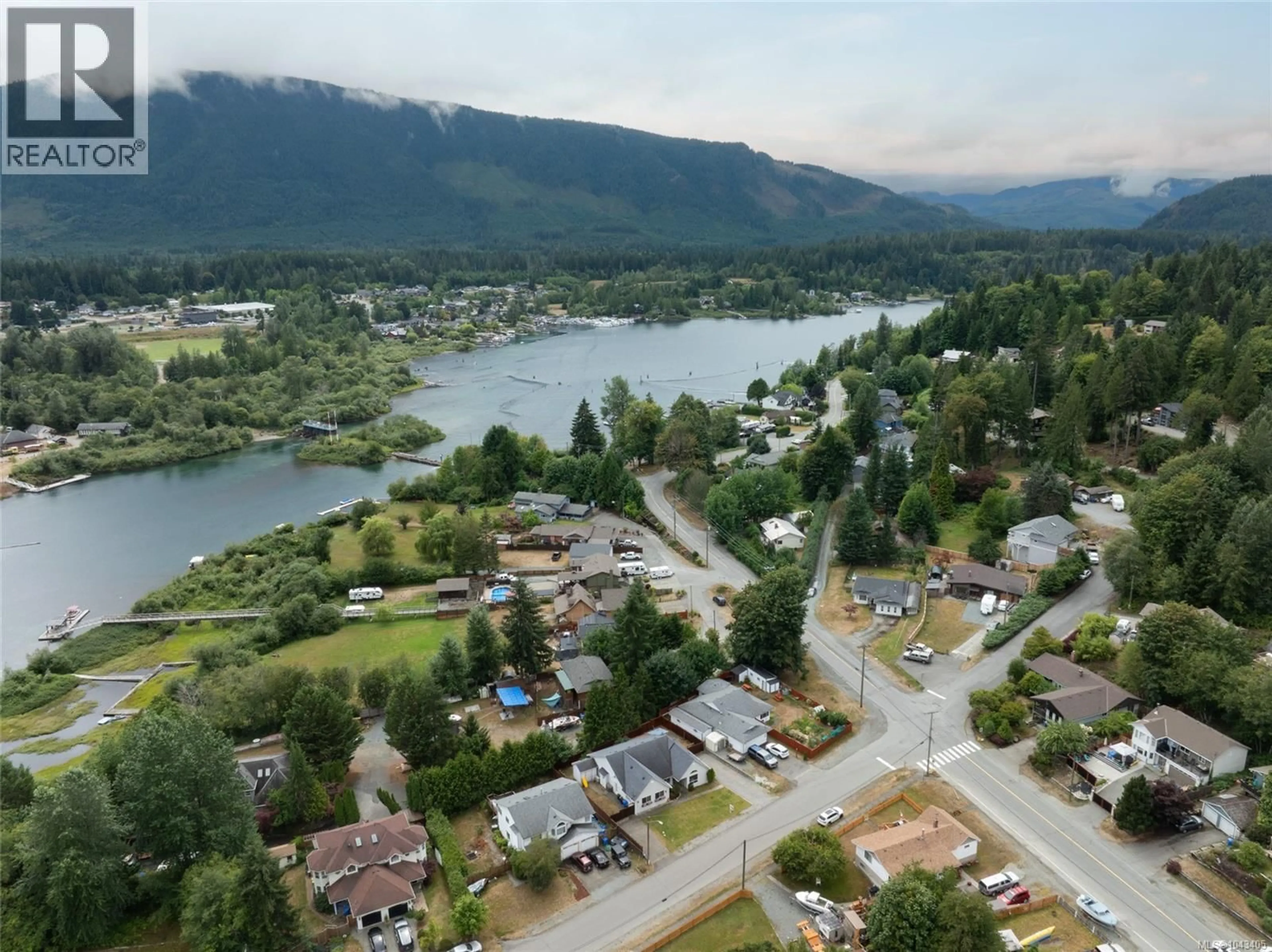 A pic from outside/outdoor area/front of a property/back of a property/a pic from drone, mountain view for 108 RIVER ROAD, Lake Cowichan British Columbia V0R2G0