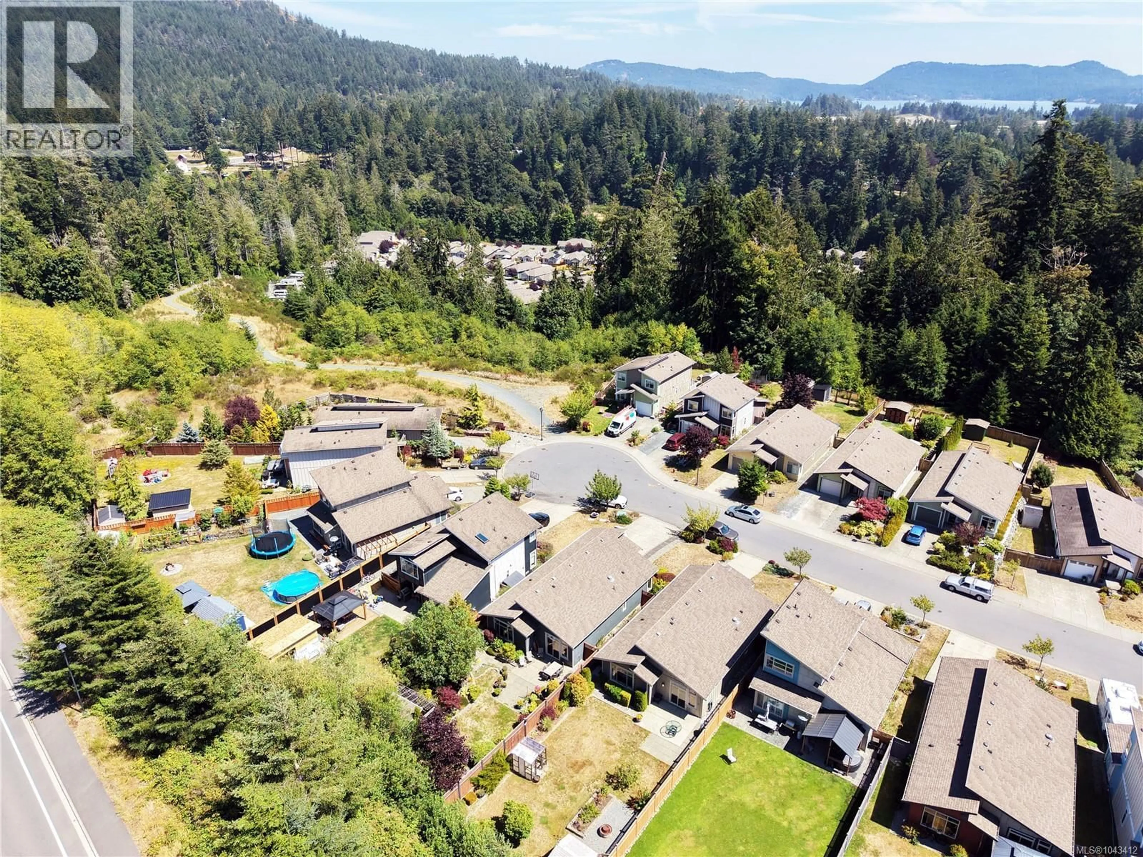 A pic from outside/outdoor area/front of a property/back of a property/a pic from drone, mountain view for 6354 WILLOWPARK WAY, Sooke British Columbia V9Z1L9