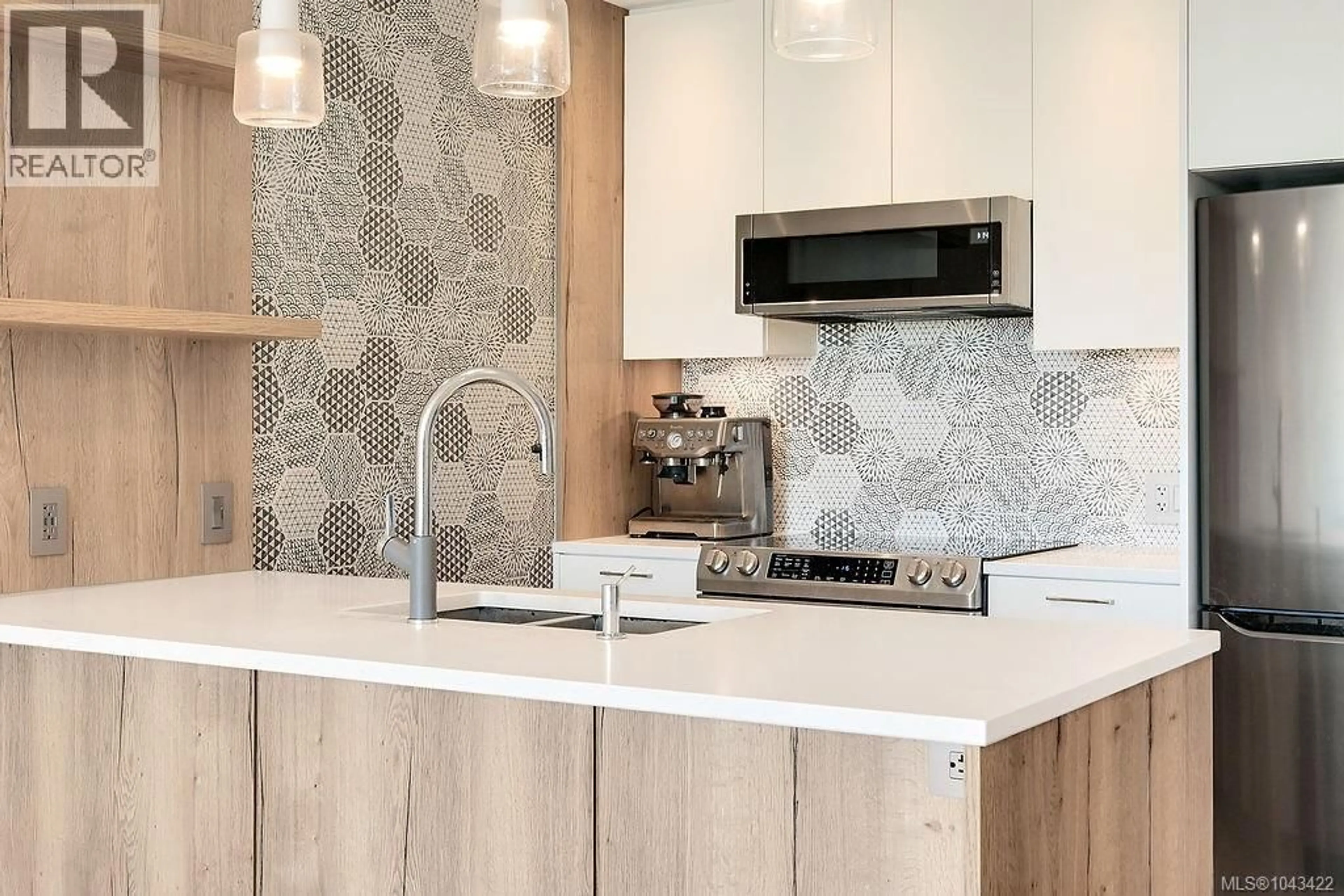 Contemporary kitchen, ceramic/tile floor for 303 - 1588 NORTH DAIRY ROAD, Saanich British Columbia V9T0E1
