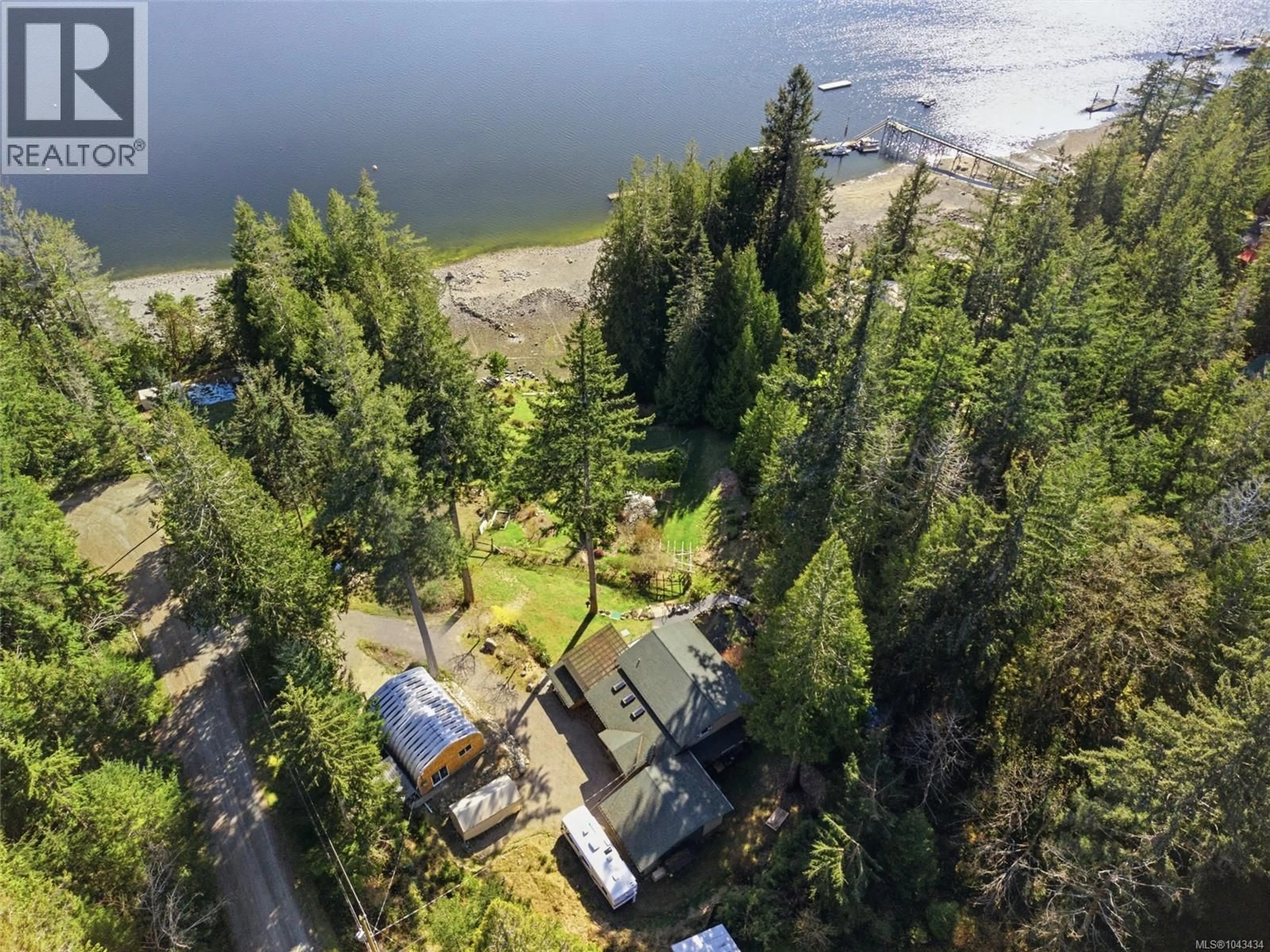 A pic from outside/outdoor area/front of a property/back of a property/a pic from drone, water/lake/river/ocean view for 1361 BODINGTON ROAD, Whaletown British Columbia V0P1Z0