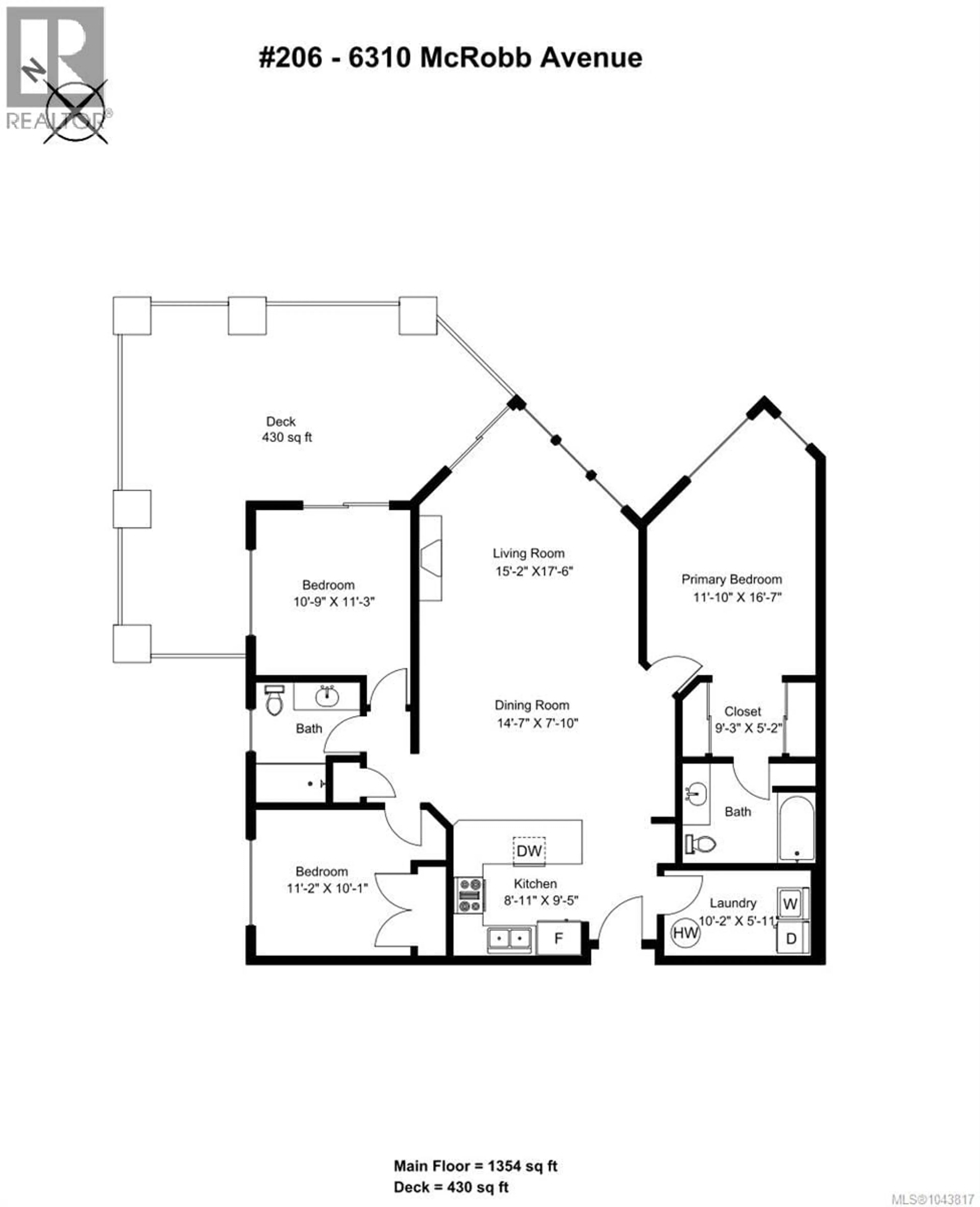 Floor plan for 206 - 6310 MCROBB AVENUE, Nanaimo British Columbia V9V1W8