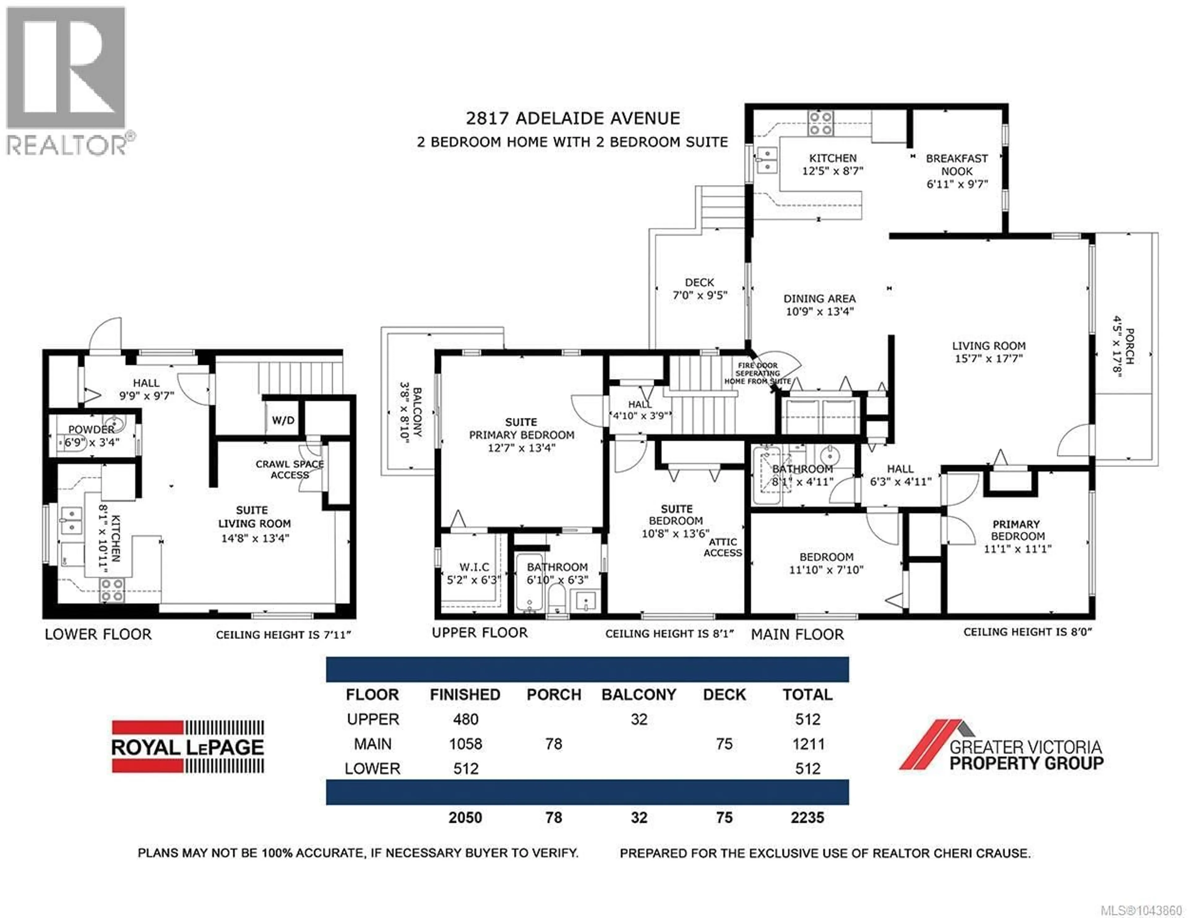 Floor plan for 2817 ADELAIDE AVENUE, Saanich British Columbia V9A2L3