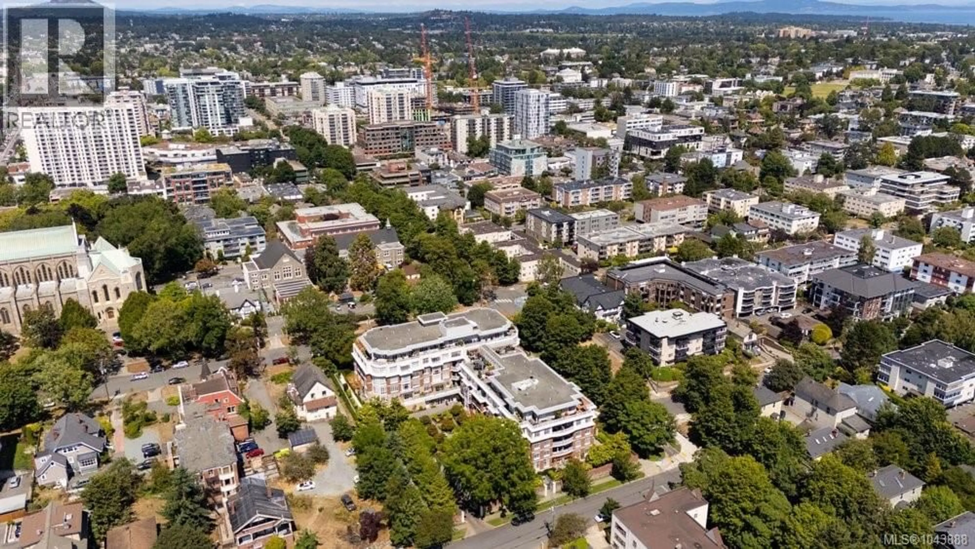 A pic from outside/outdoor area/front of a property/back of a property/a pic from drone, city buildings view from balcony for 214 - 999 BURDETT AVENUE, Victoria British Columbia V8S1G6