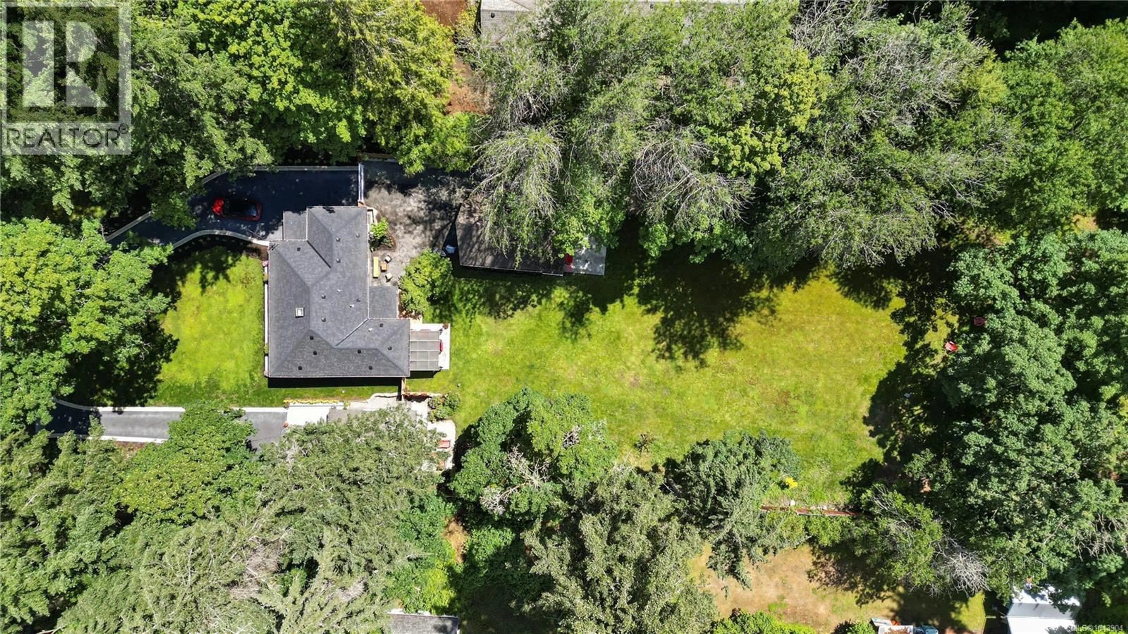 A pic from outside/outdoor area/front of a property/back of a property/a pic from drone, forest/trees view for 5470 ALDERLEY ROAD, Saanich British Columbia V8Y1X8