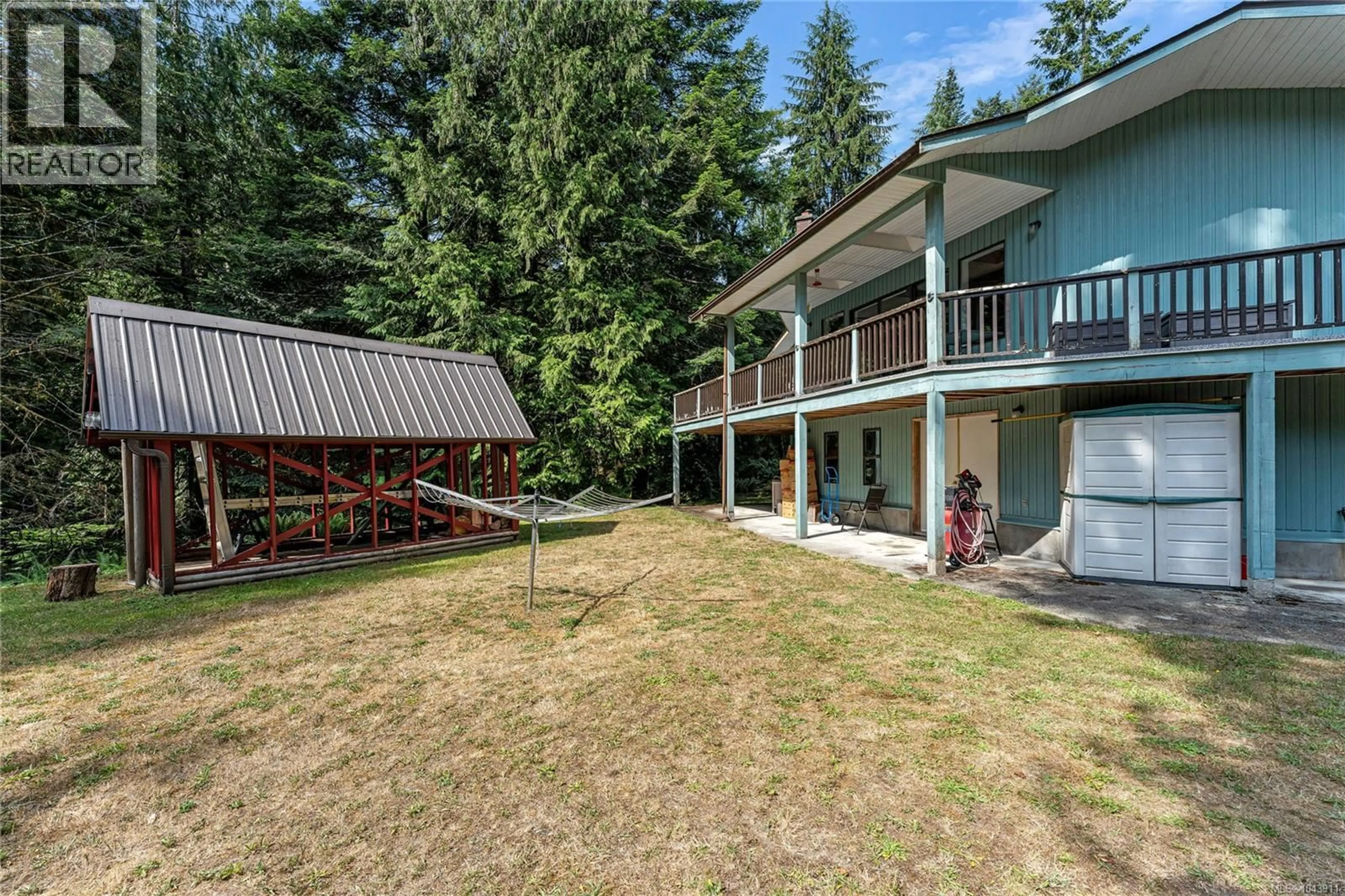 A pic from outside/outdoor area/front of a property/back of a property/a pic from drone, mountain view for 6560 MCLEAN ROAD, Lake Cowichan British Columbia V0R2G0