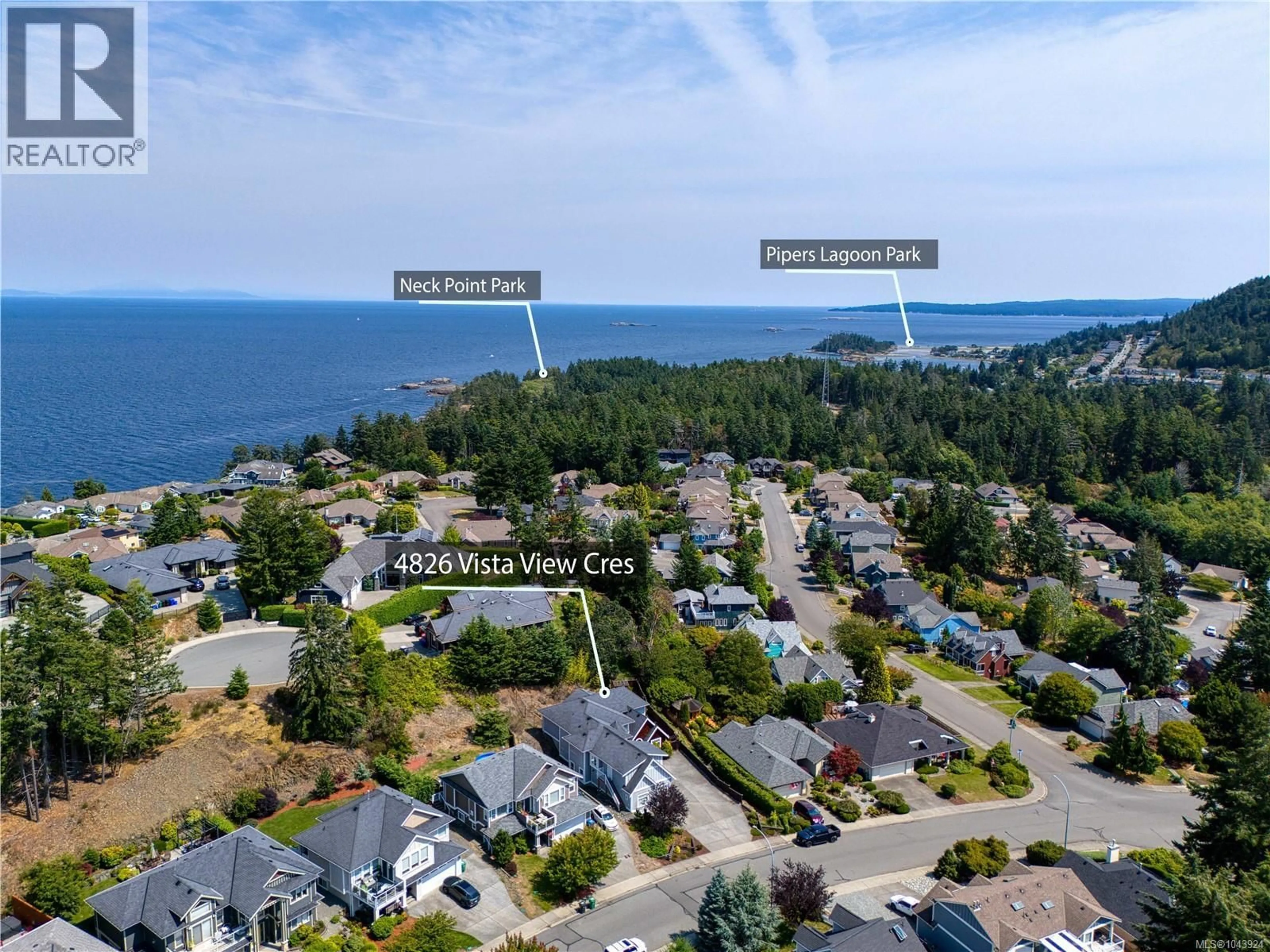 A pic from outside/outdoor area/front of a property/back of a property/a pic from drone, water/lake/river/ocean view for 4826 VISTA VIEW CRESCENT, Nanaimo British Columbia V9V1R3