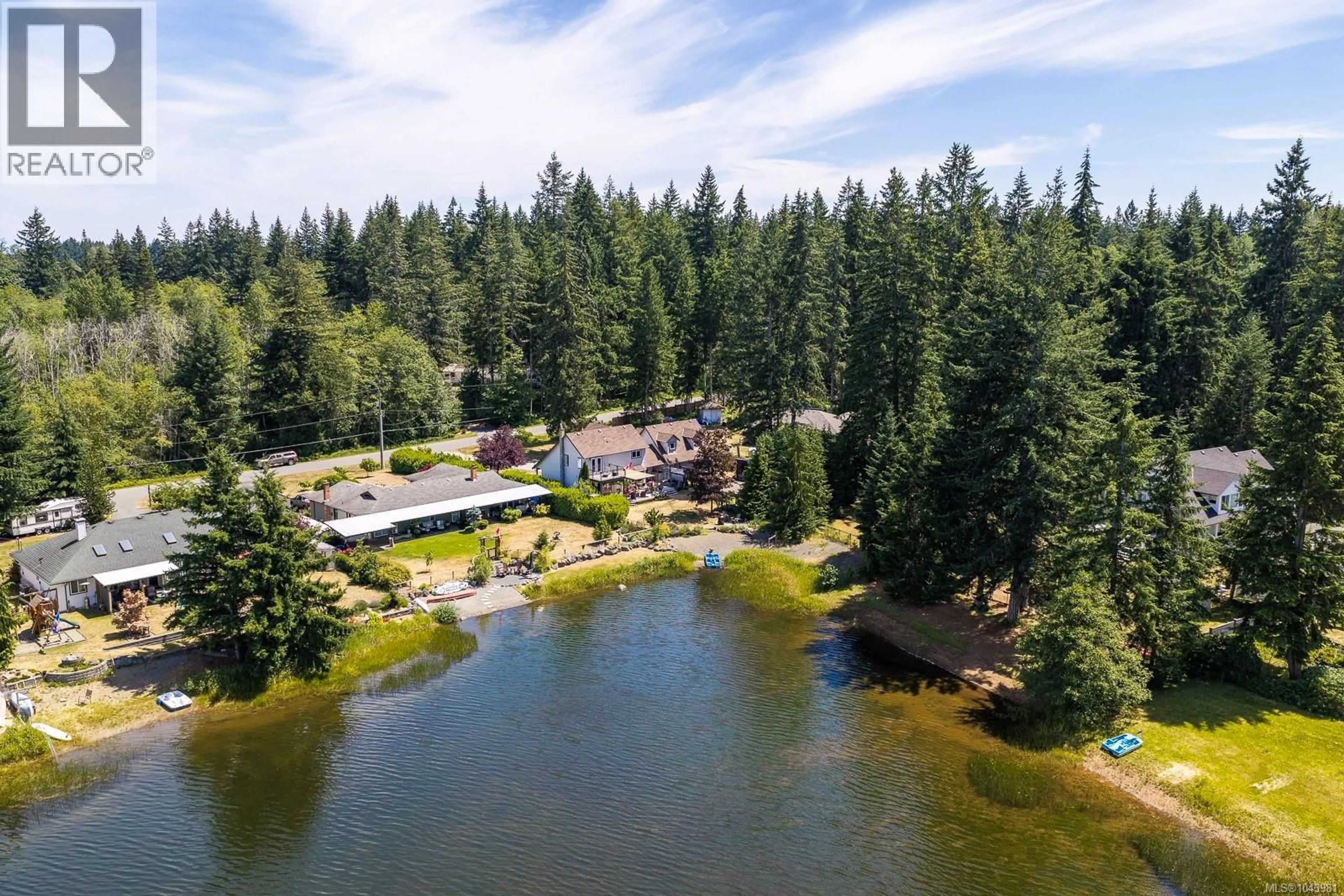 A pic from outside/outdoor area/front of a property/back of a property/a pic from drone, water/lake/river/ocean view for 9310 MARTIN PARK DRIVE, Black Creek British Columbia V9J1C4